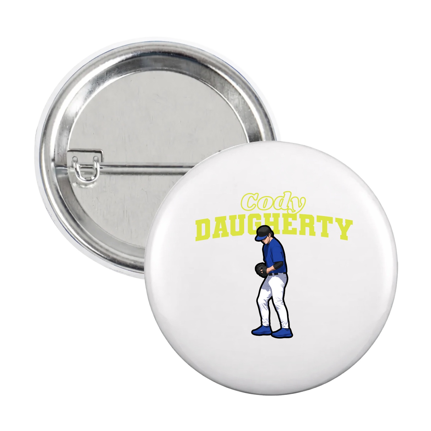 Game Day Button — Name Arch in White