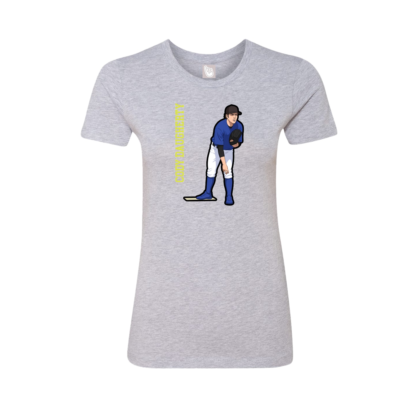 Fitted Women's Tee — Name Vertical in Grey