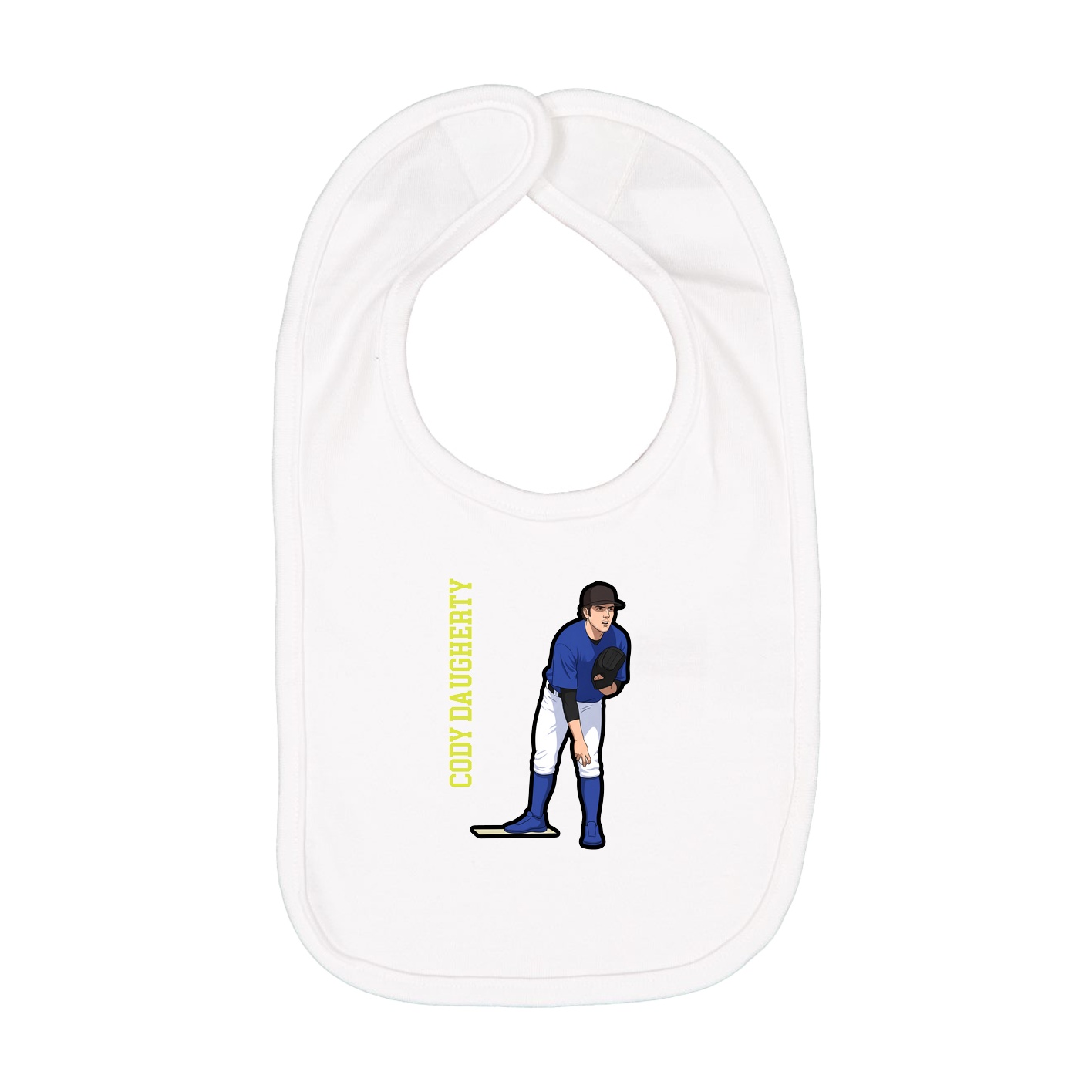 Infant Bib — Name Vertical in White