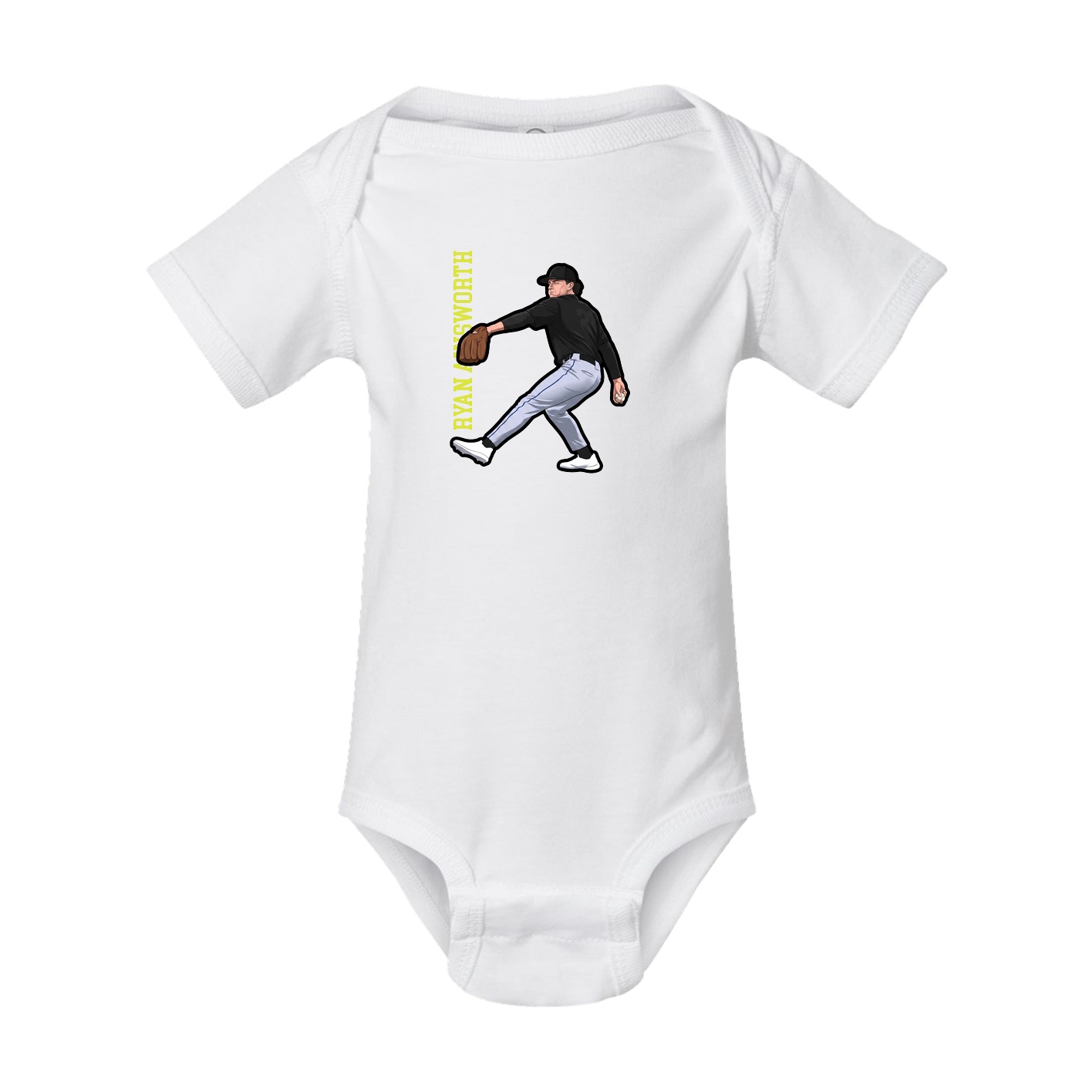 Baby Onesie — Name Vertical in White