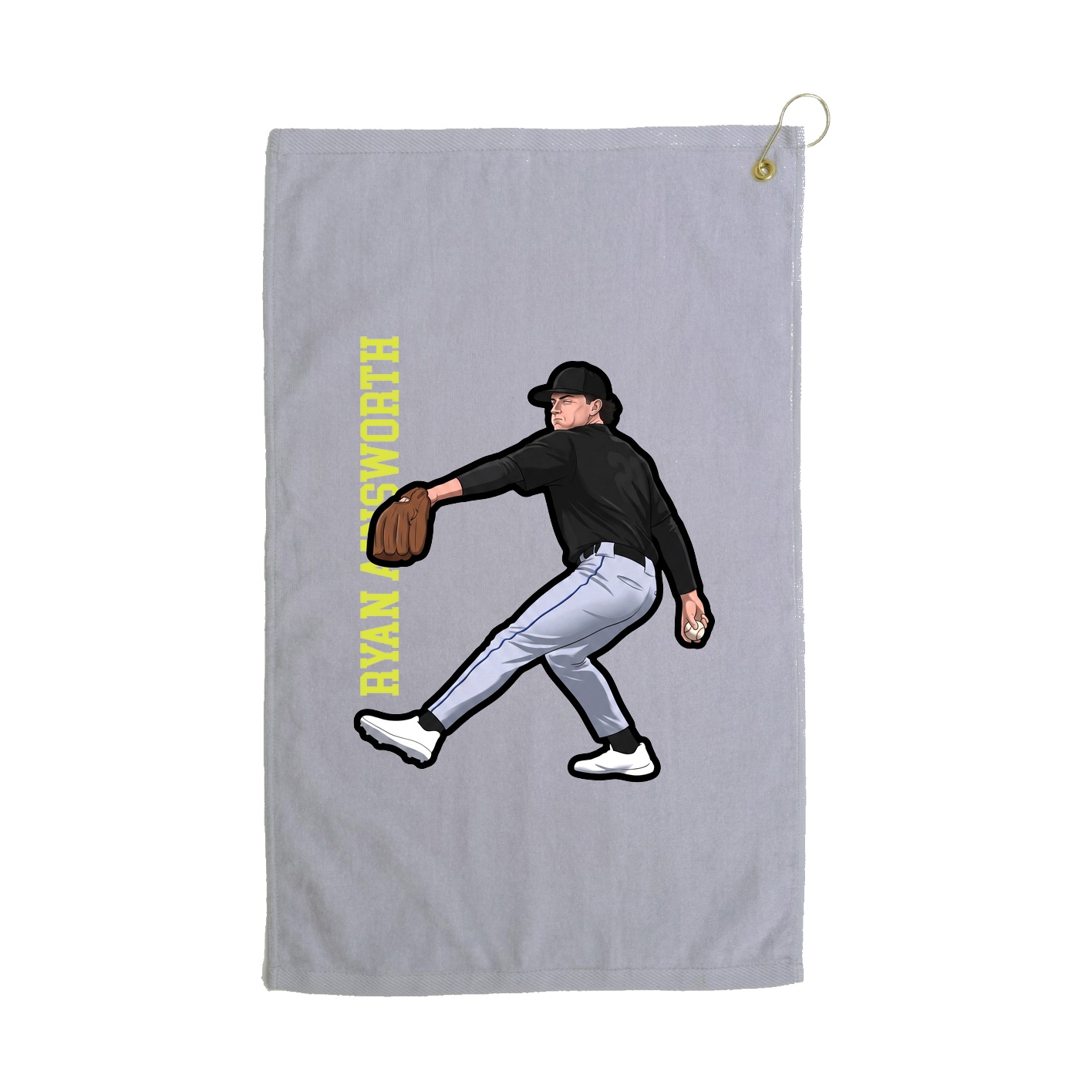 Golf Towel — Name Vertical in Grey