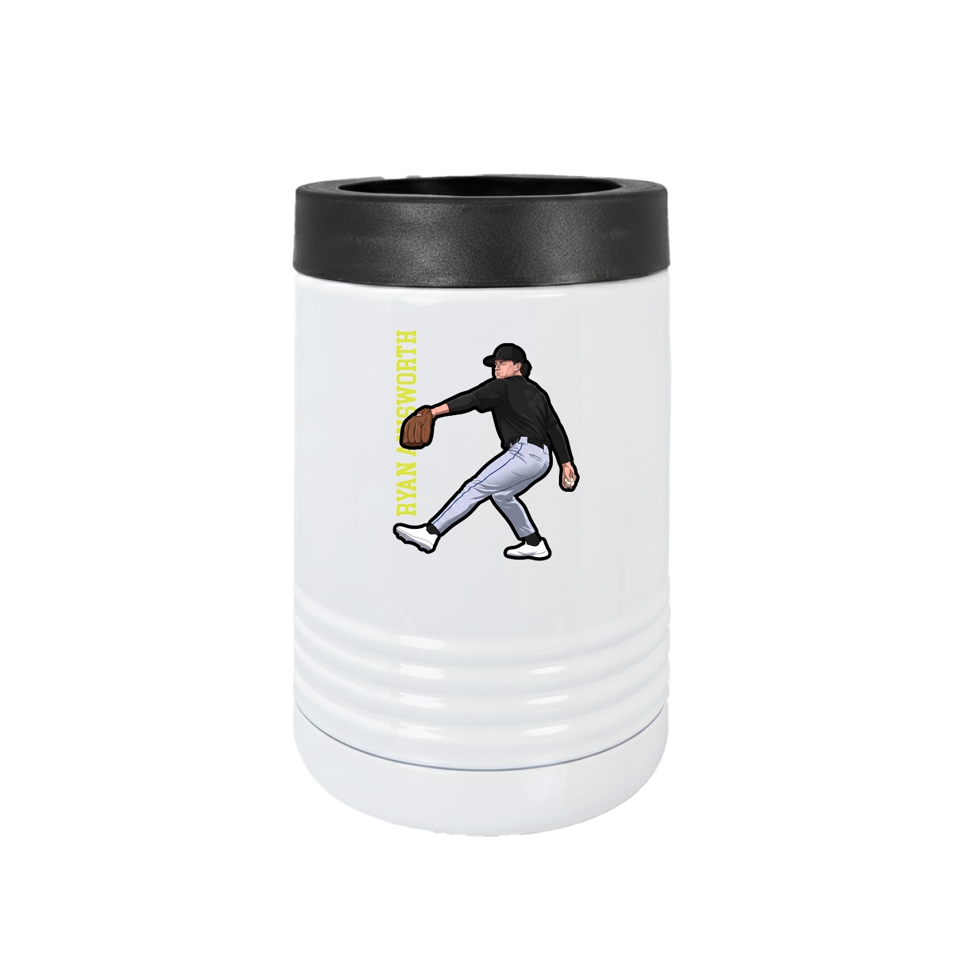 Beverage Holder — Name Vertical in White