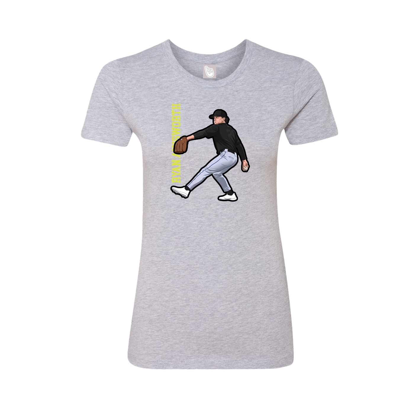 Fitted Women's Tee — Name Vertical in Grey
