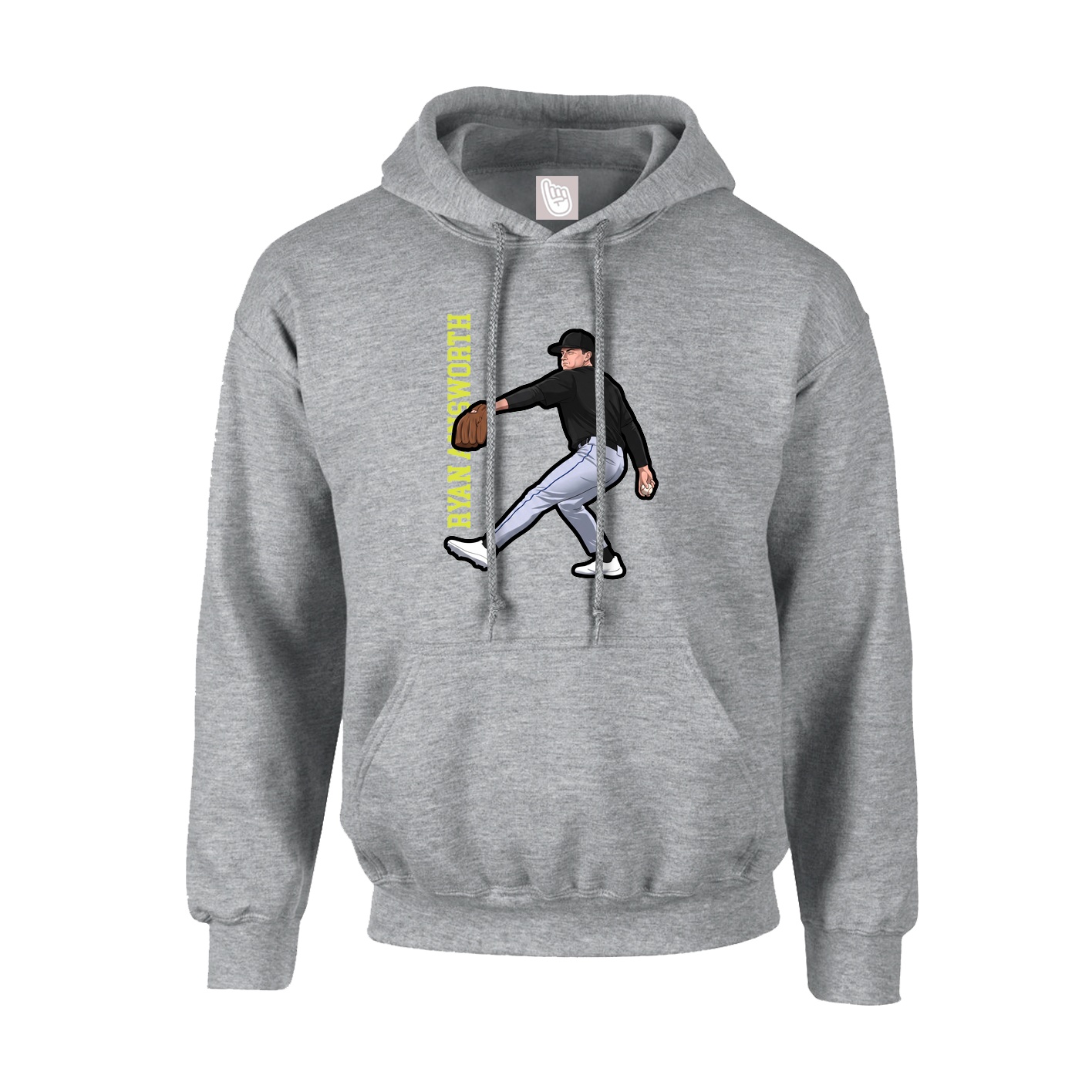 Hoodie — Name Vertical in Grey