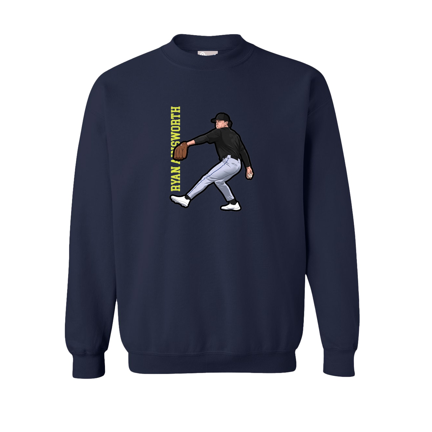 Fleece Crew — Name Vertical in Navy