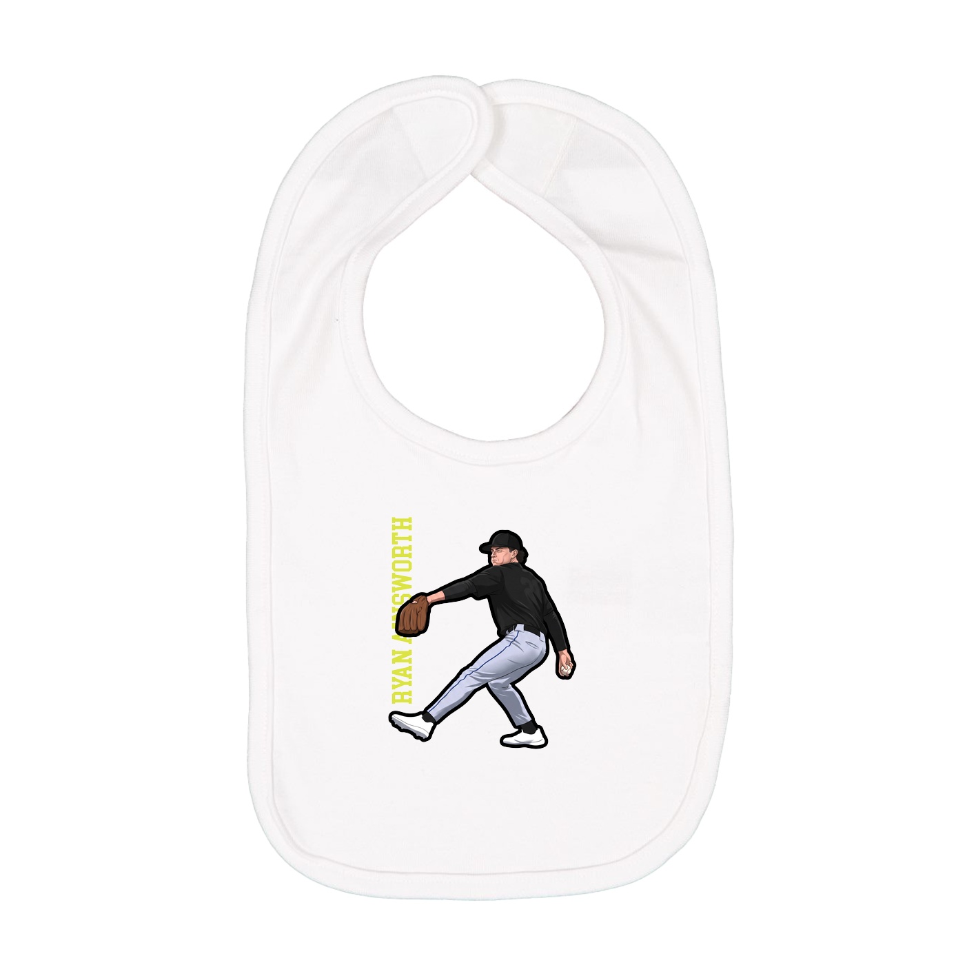 Infant Bib — Name Vertical in White