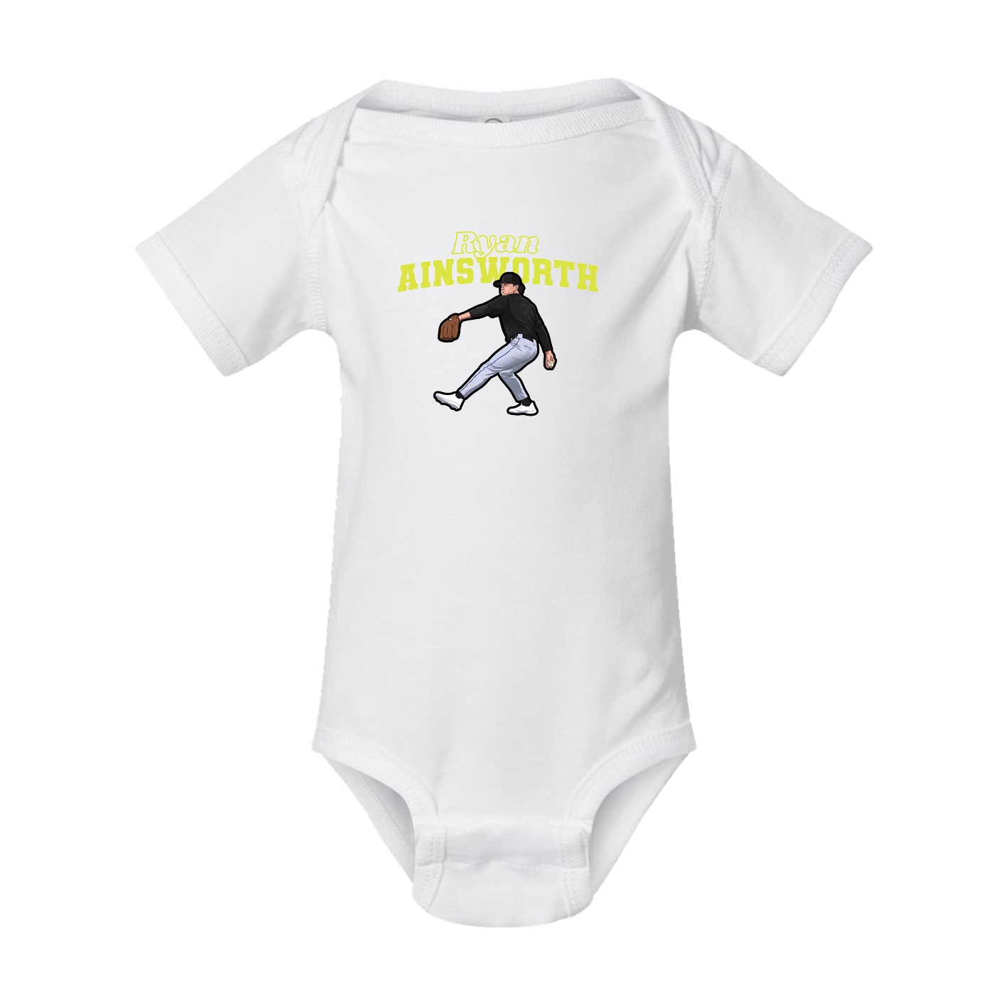 Baby Onesie — Name Arch in White