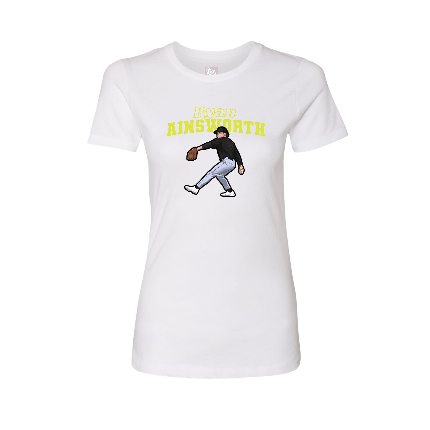 Fitted Women's Tee — Name Arch in White