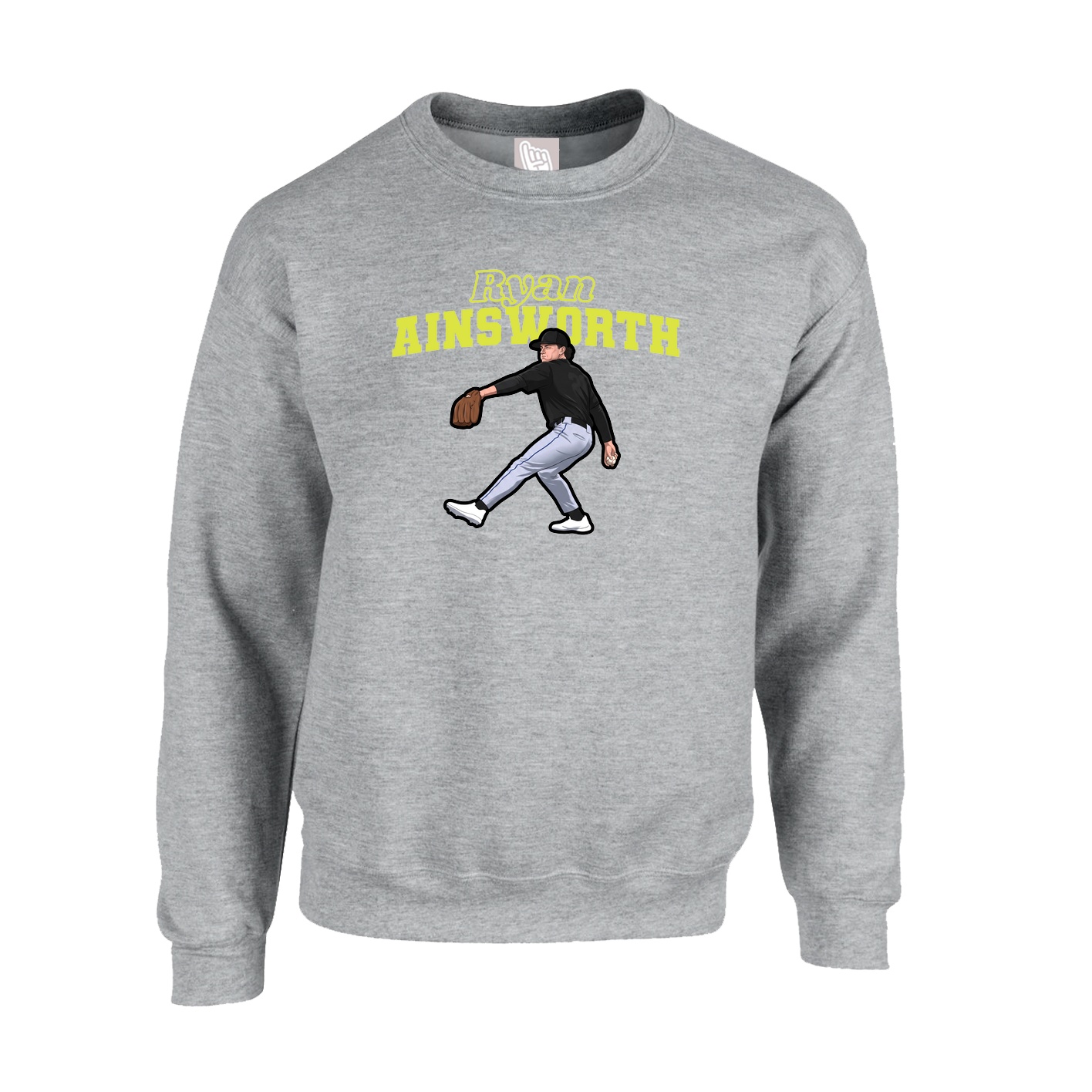 Fleece Crew — Name Arch in Grey