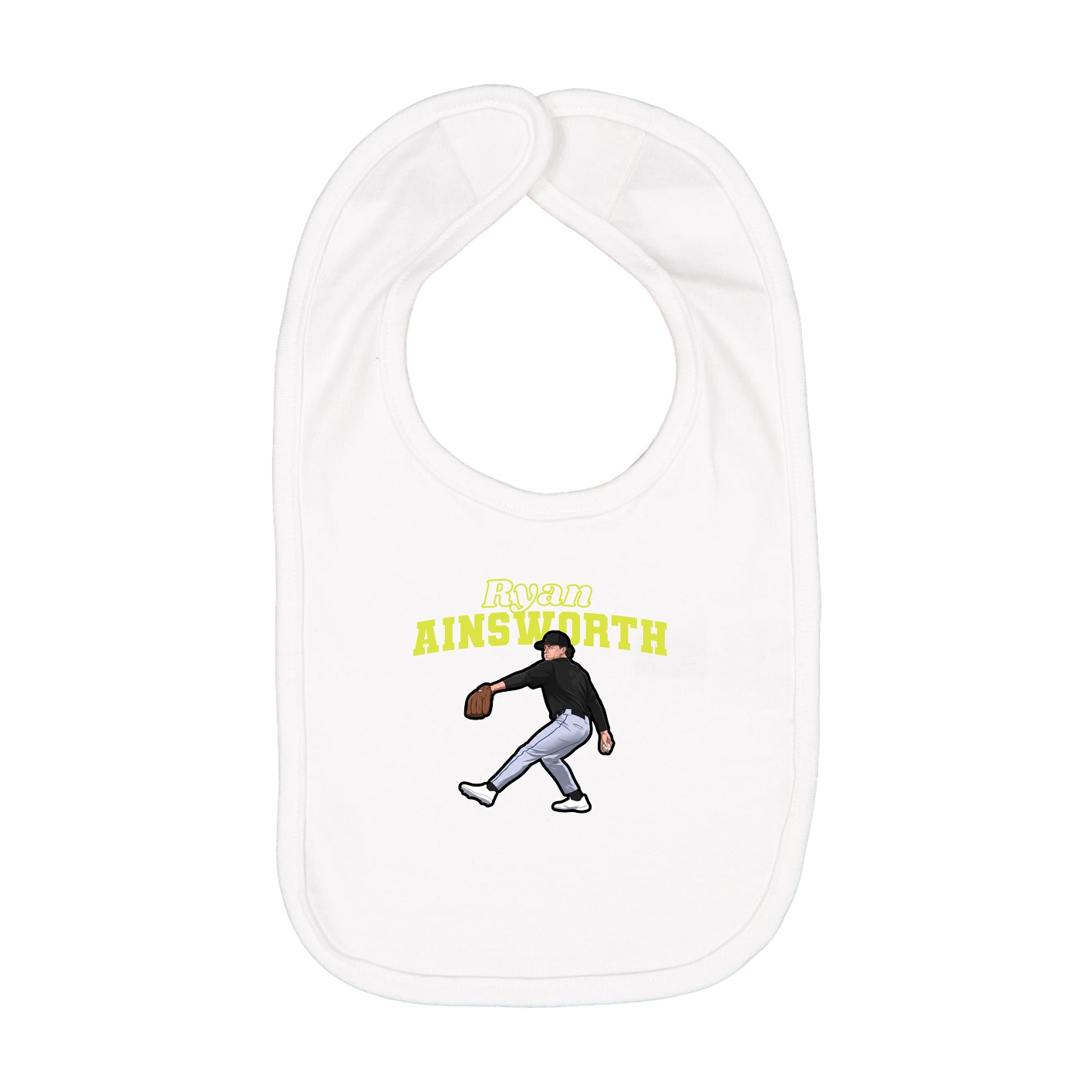Infant Bib — Name Arch in White