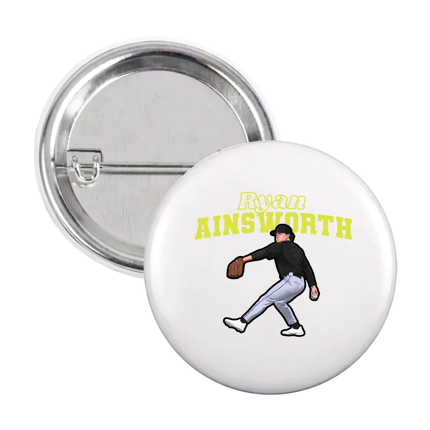 Game Day Button — Name Arch in White