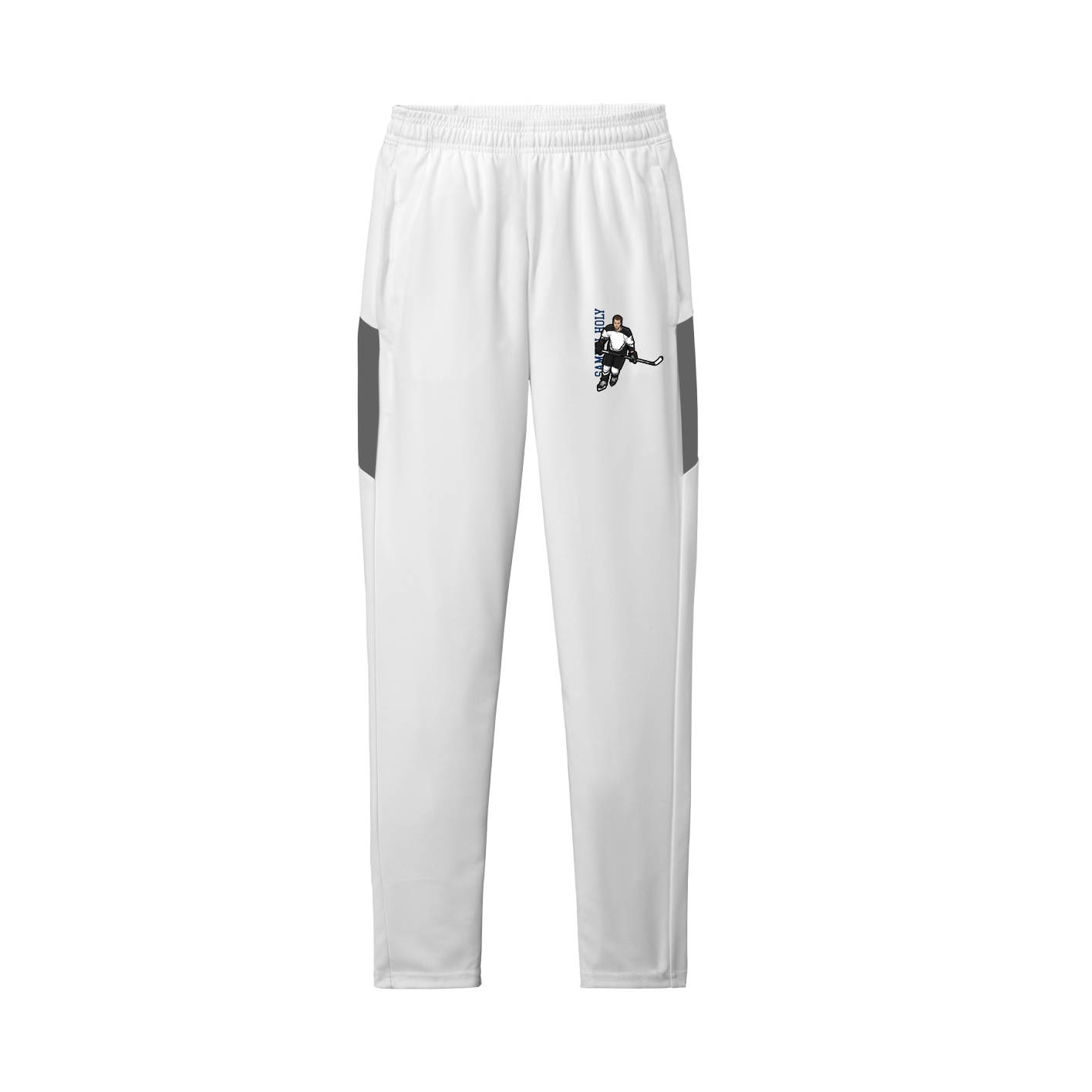 Team Travel Pant — Name Vertical in White/Grey