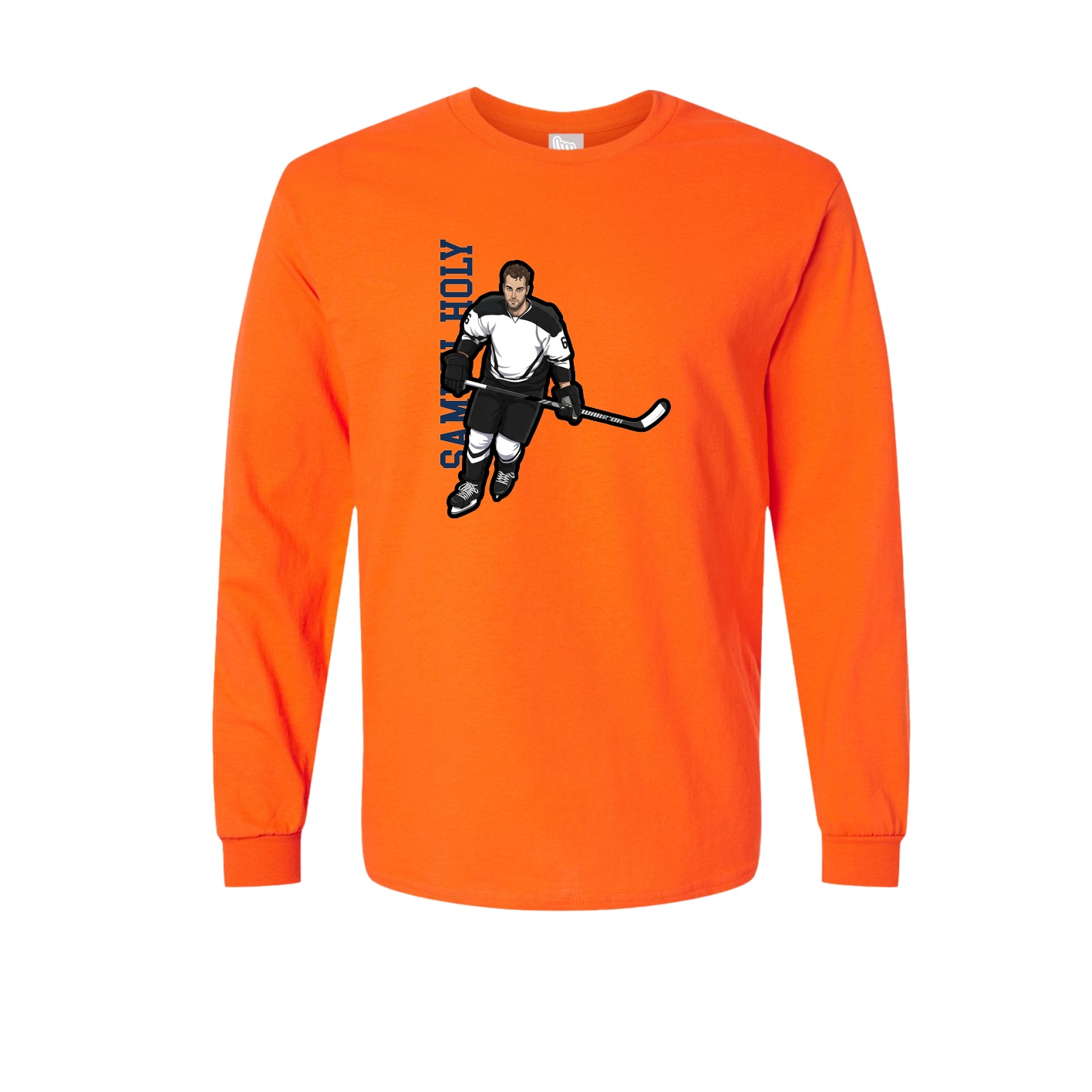 Long Sleeve Tee — Name Vertical in Orange