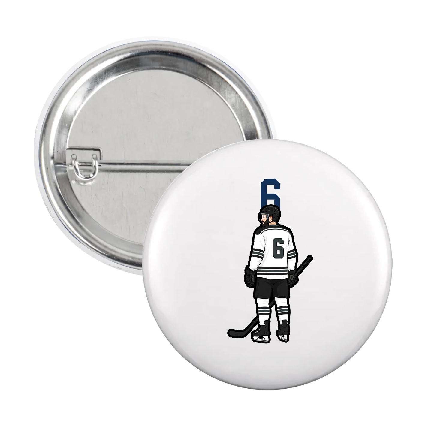 Game Day Button — Number Top in White