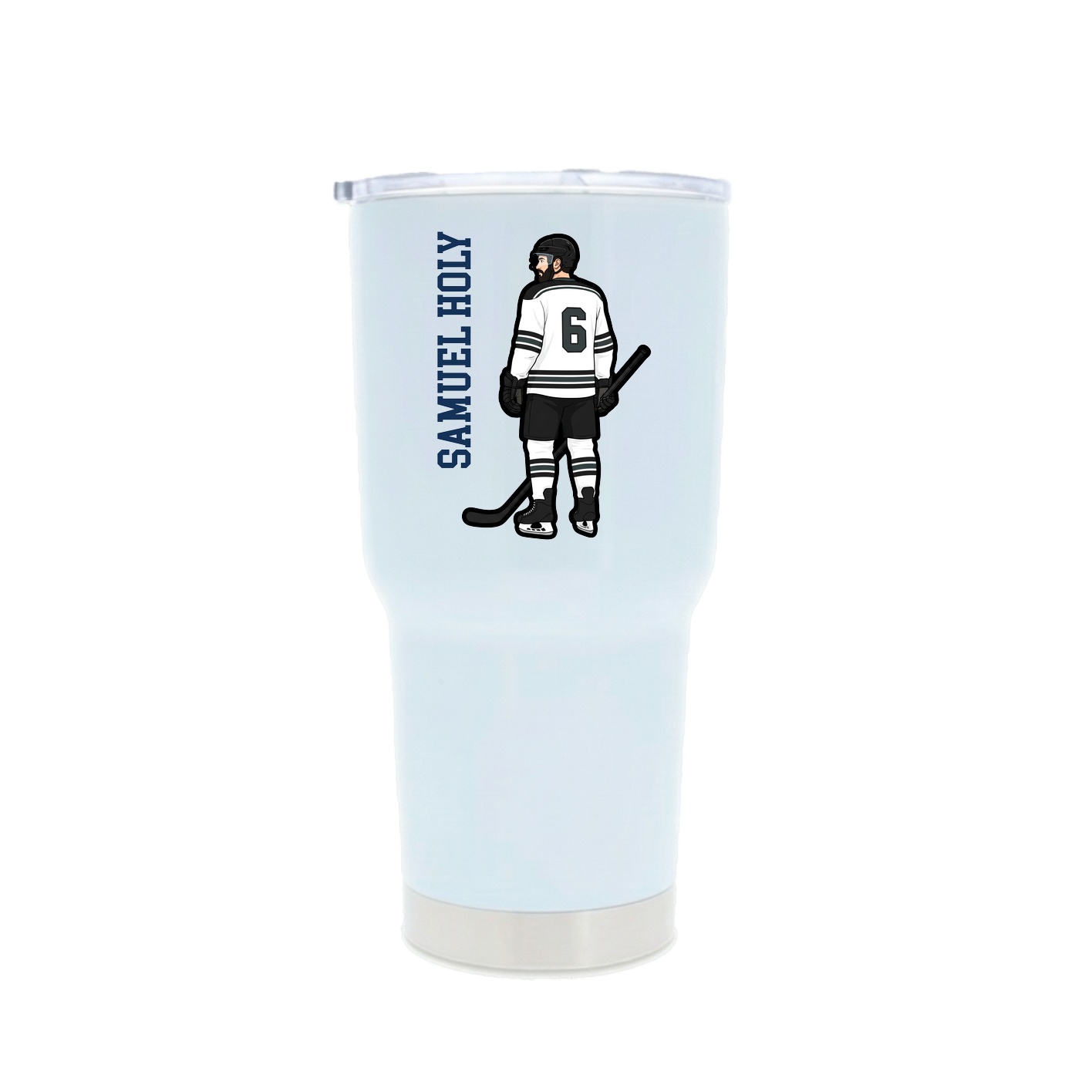 30oz Stainless Steel Tumbler — Name Vertical in White