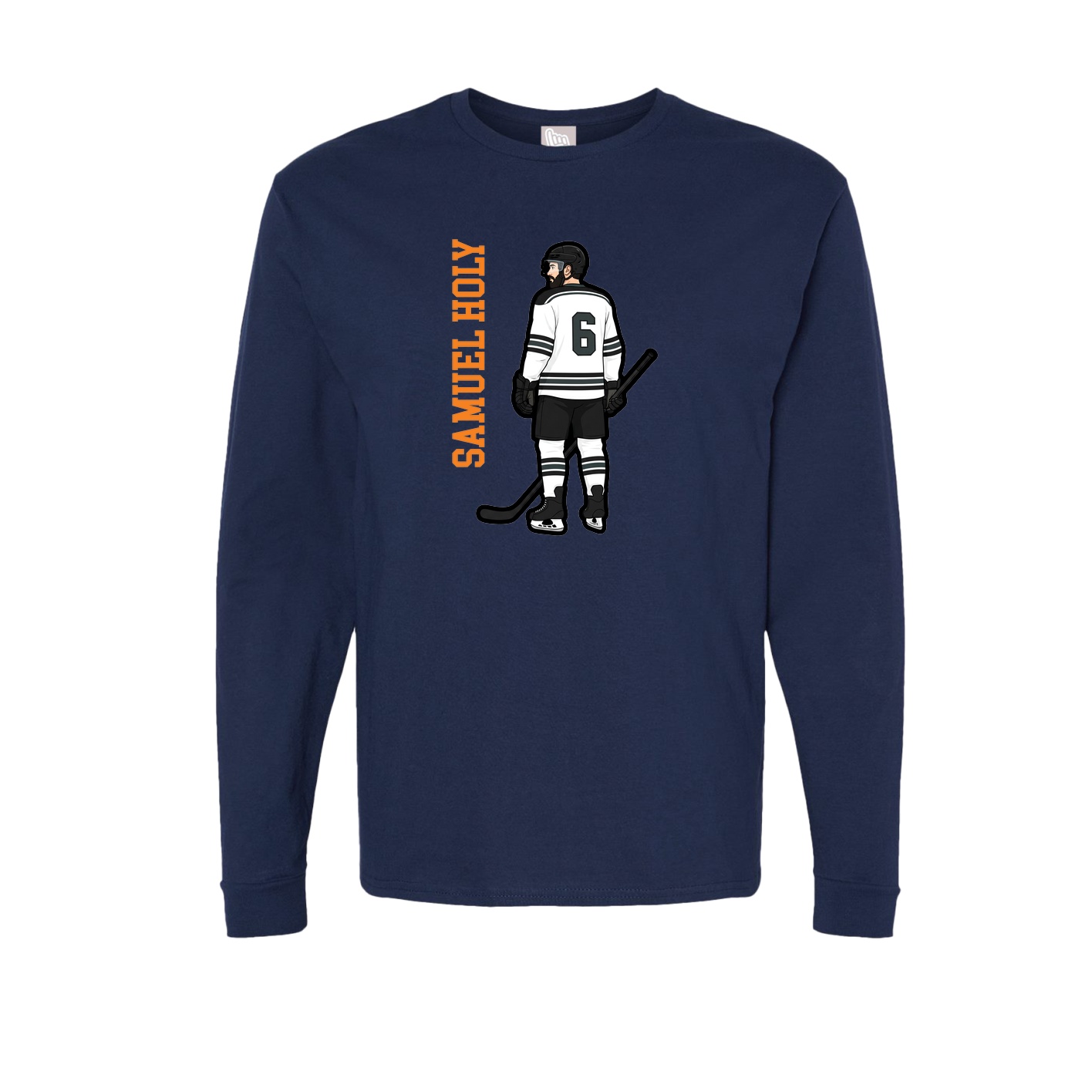 Long Sleeve Tee — Name Vertical in Navy