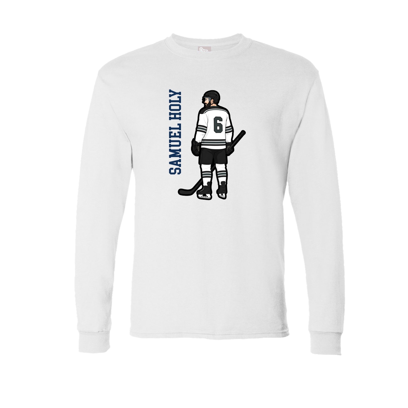 Long Sleeve Tee — Name Vertical in White