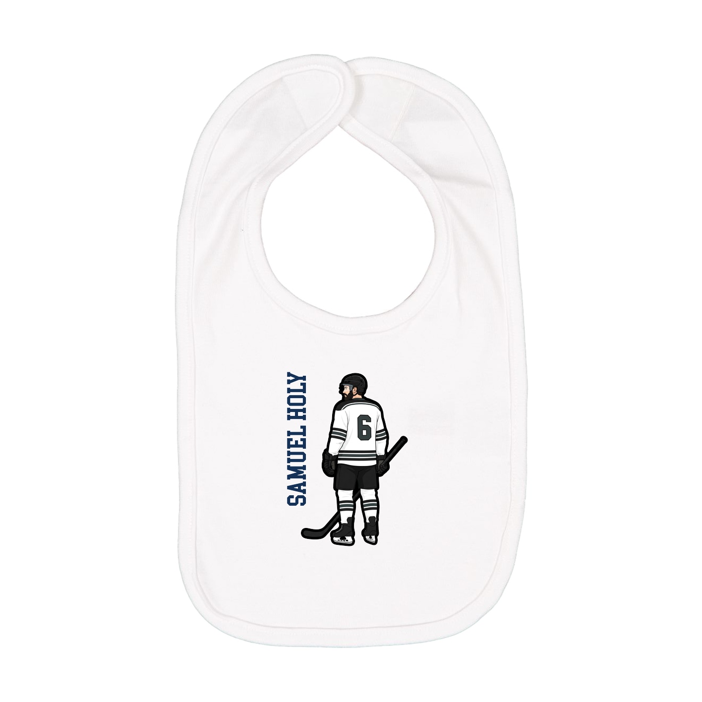 Infant Bib — Name Vertical in White