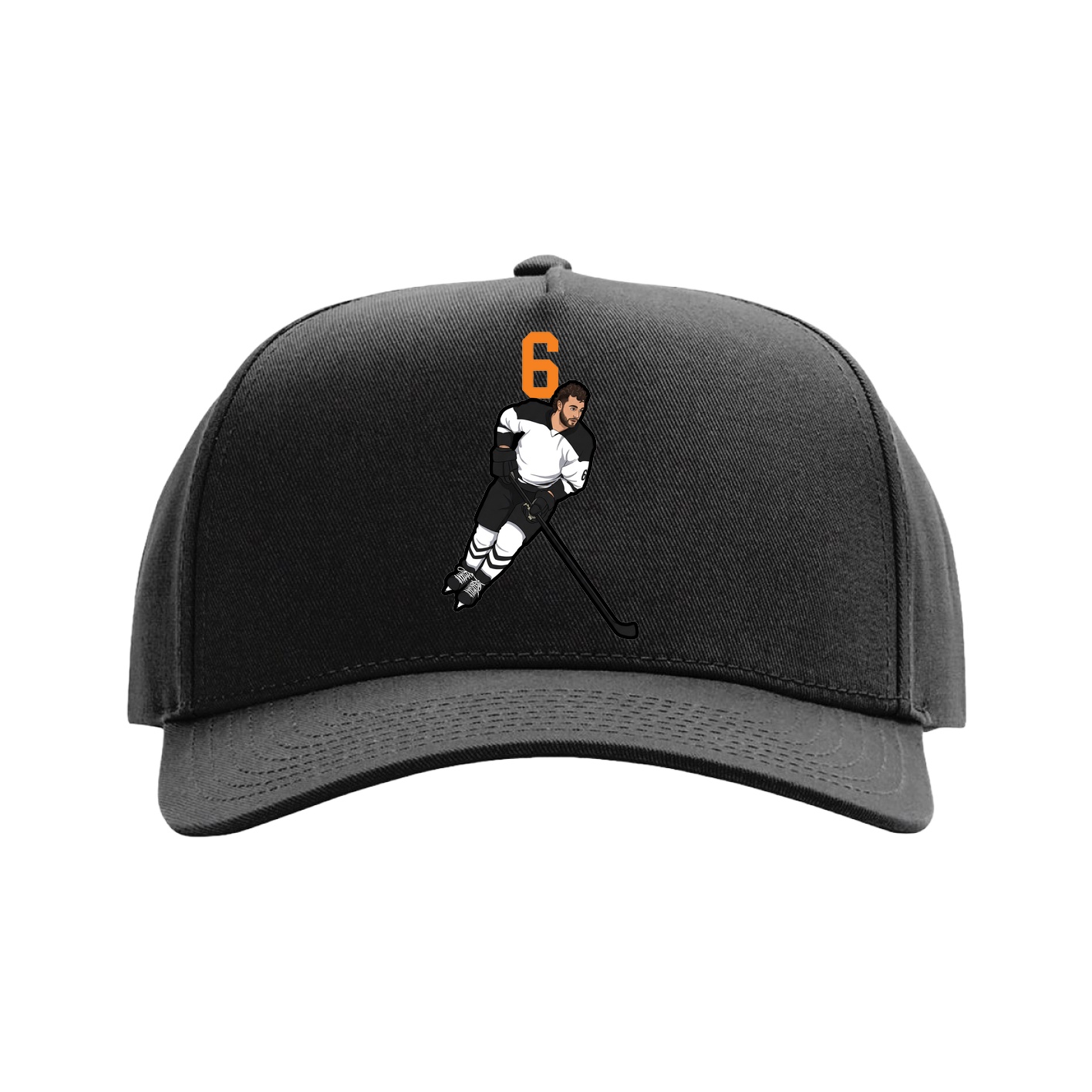 Full Fabric Five-Panel Champ Cap — Number Top in Black