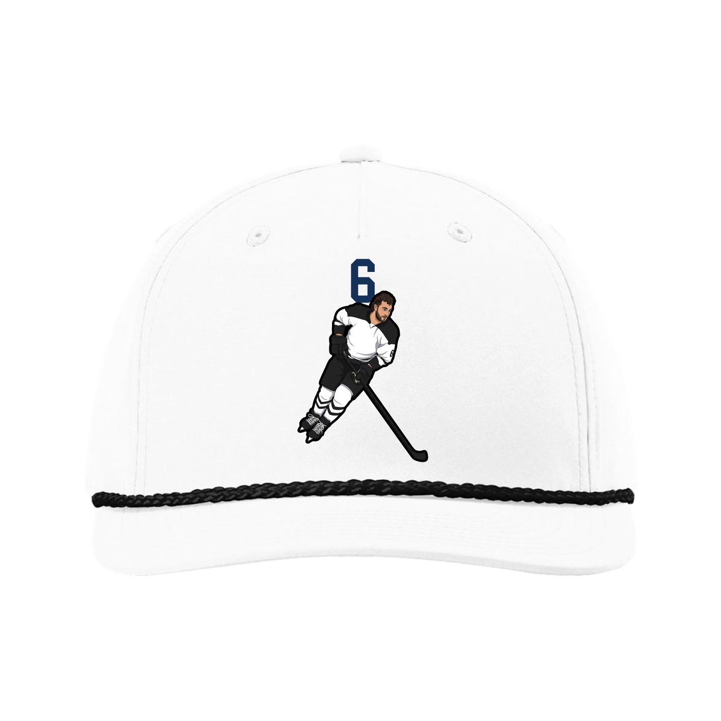 Five-Panel Classic Rope Cap — Number Top in White