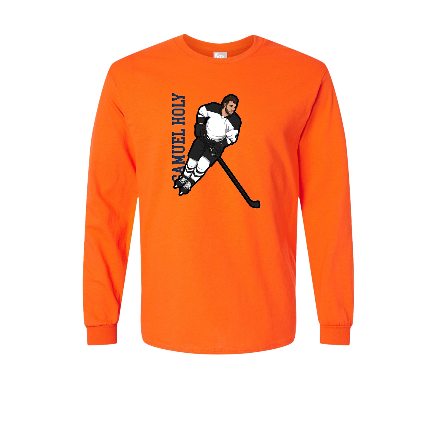 Long Sleeve Tee — Name Vertical in Orange