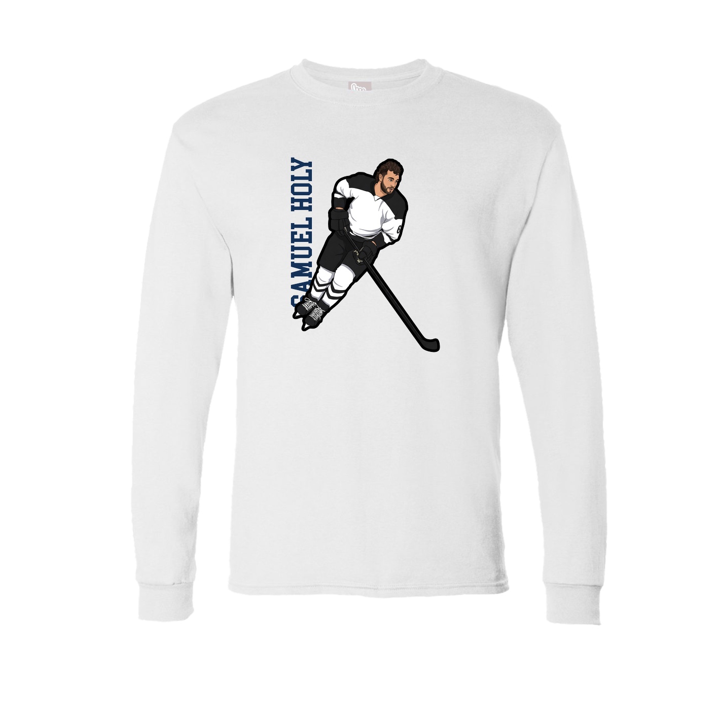 Long Sleeve Tee — Name Vertical in White