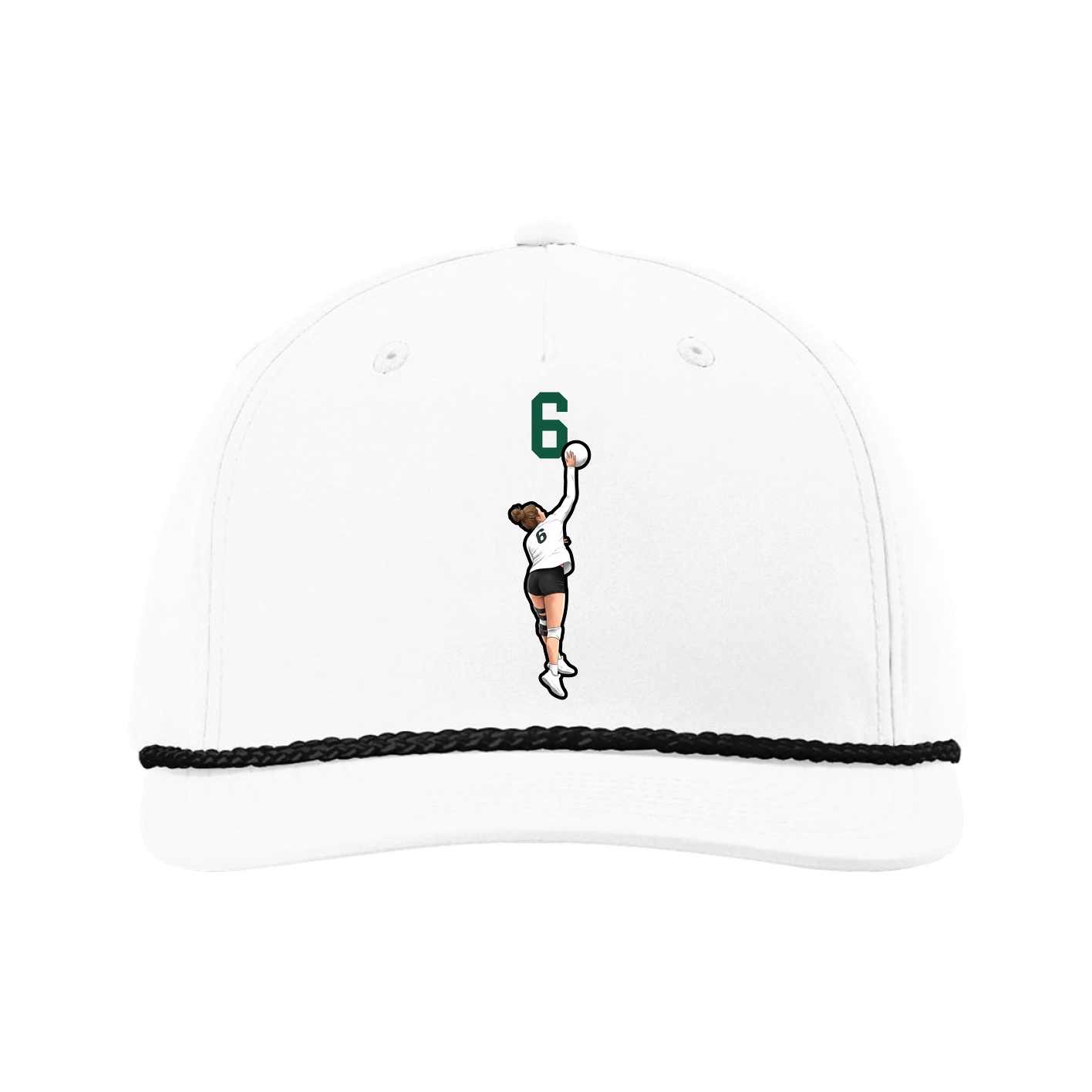 Five-Panel Classic Rope Cap — Number Top in White