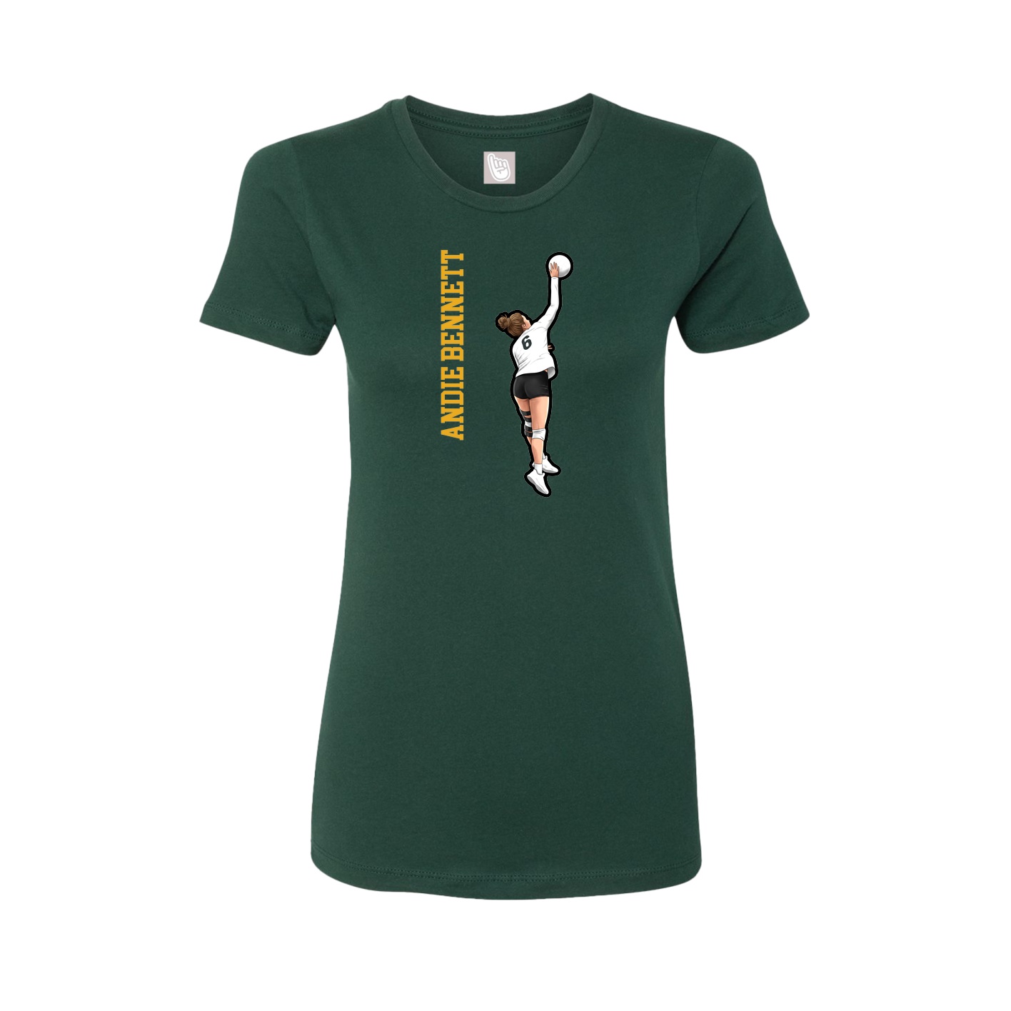 Fitted Women's Tee — Name Vertical in Green