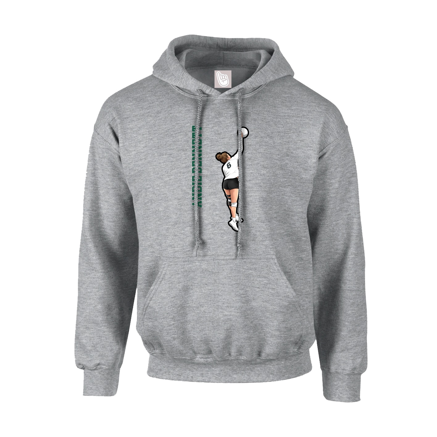 Youth Hoodie — Name Vertical in Grey