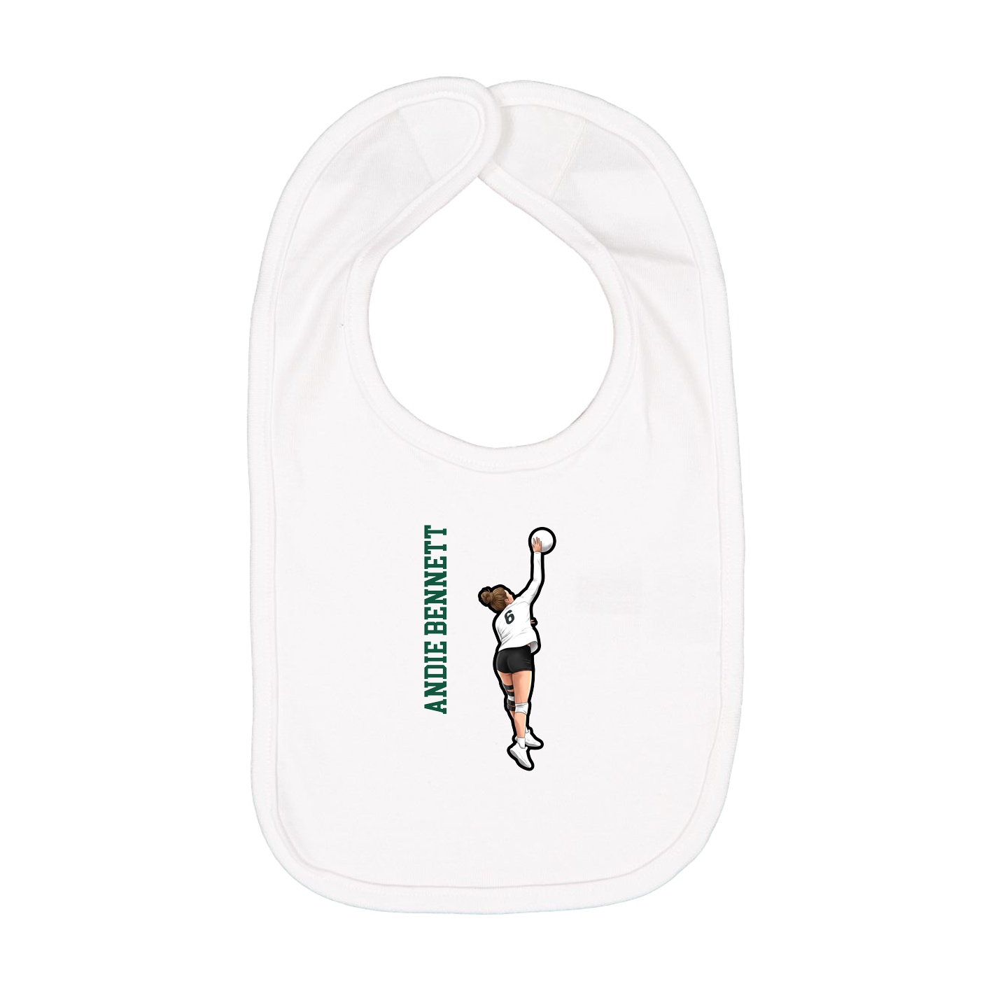 Infant Bib — Name Vertical in White