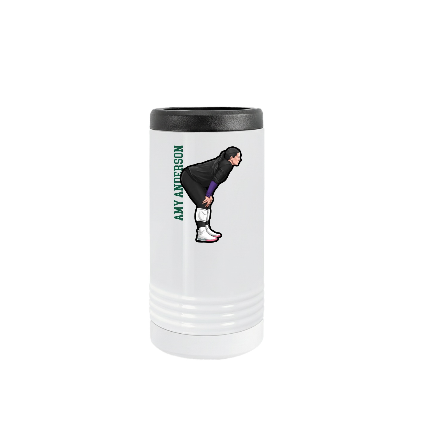 Slim Beverage Holder — Name Vertical in White