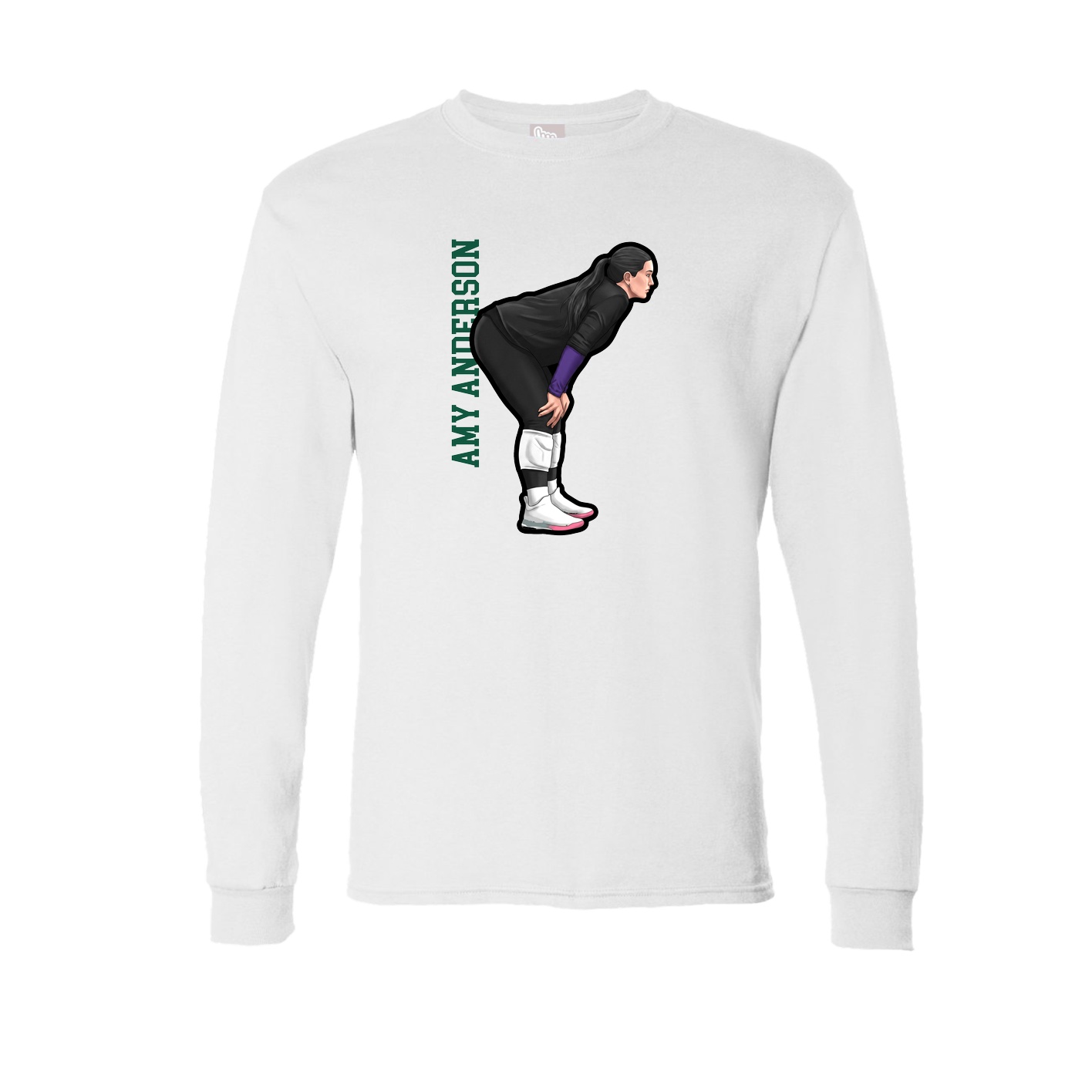 Long Sleeve Tee — Name Vertical in White