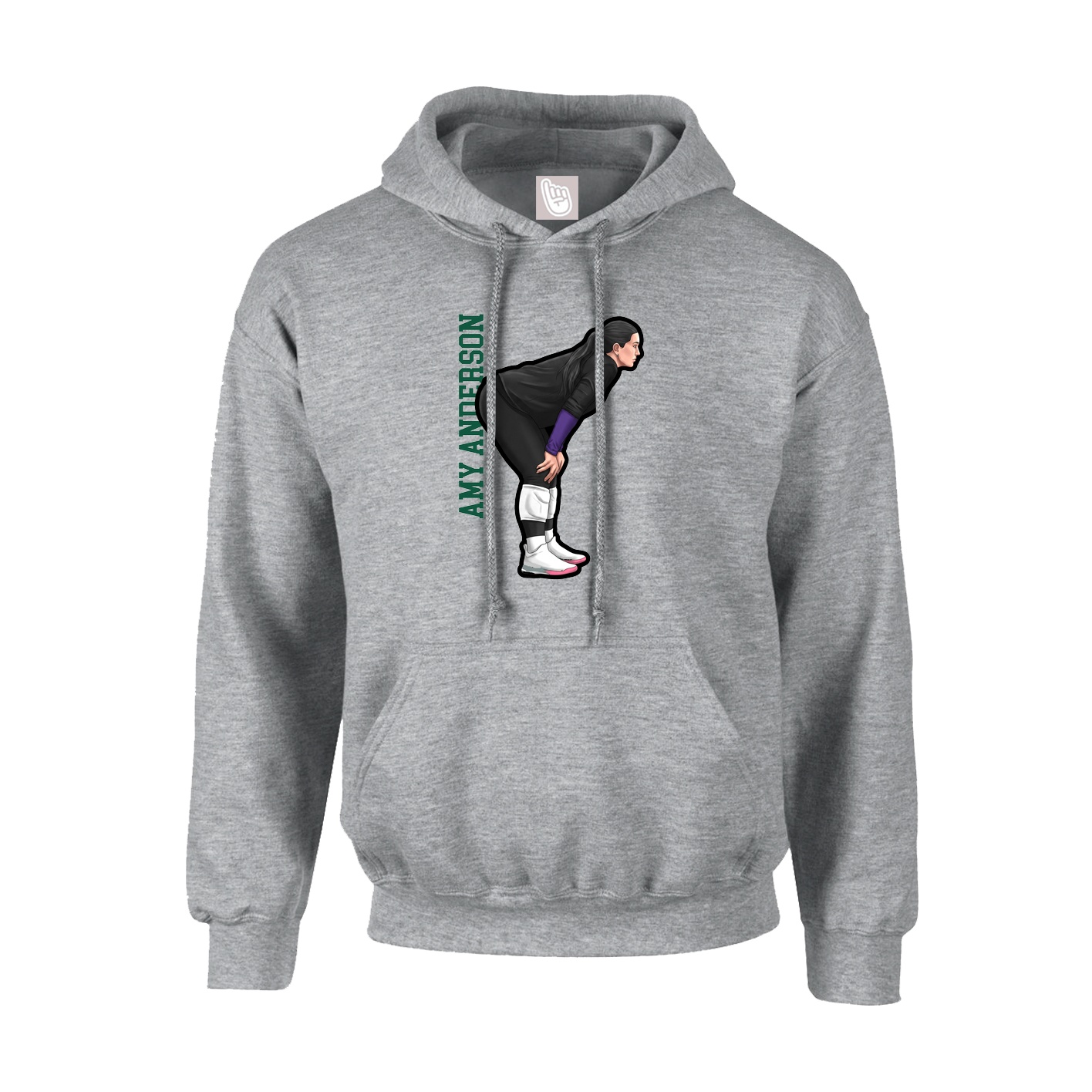 Youth Hoodie — Name Vertical in Grey
