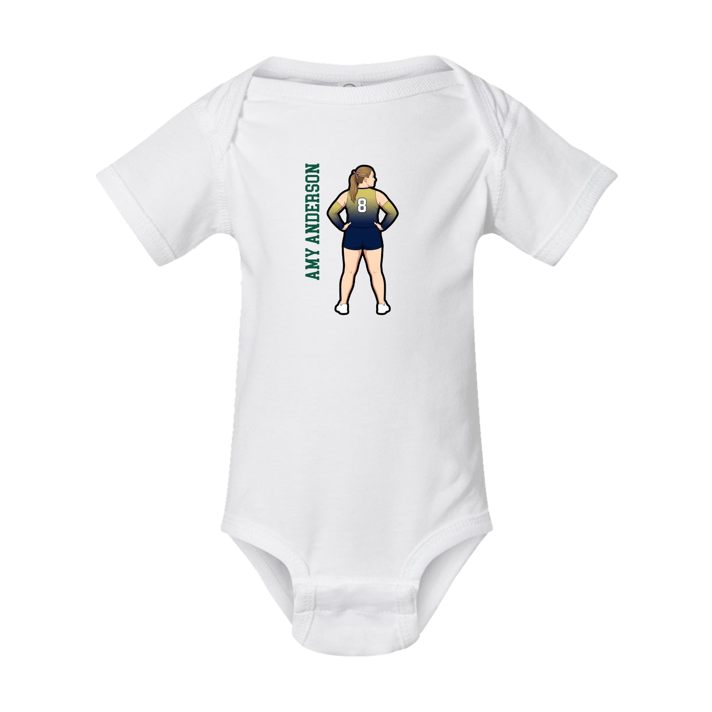 Baby Onesie — Name Vertical in White