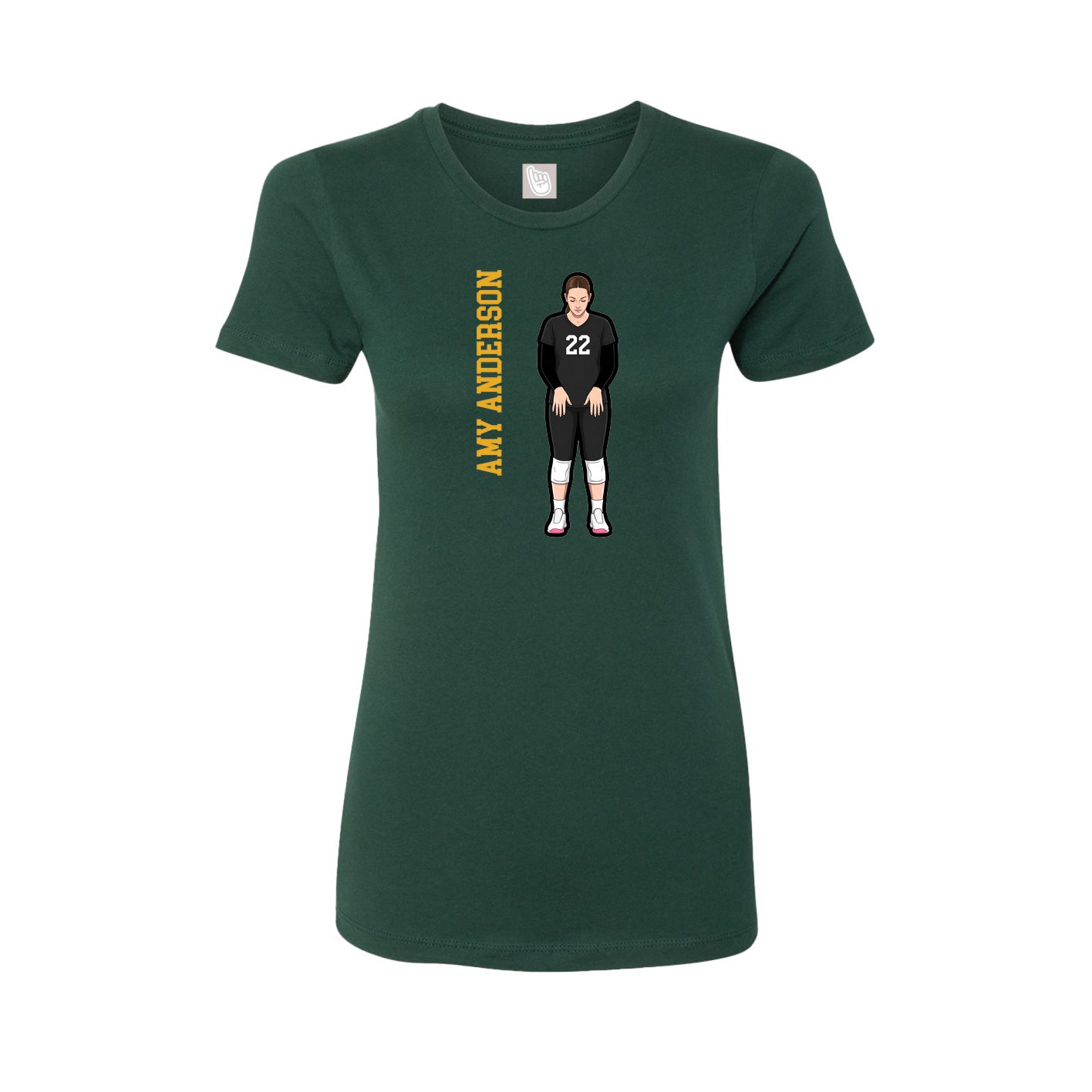 Fitted Women's Tee — Name Vertical in Green