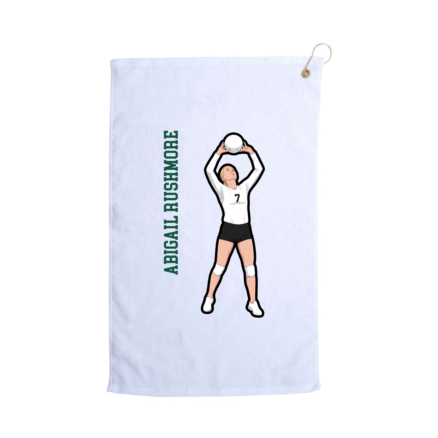 Golf Towel — Name Vertical in White