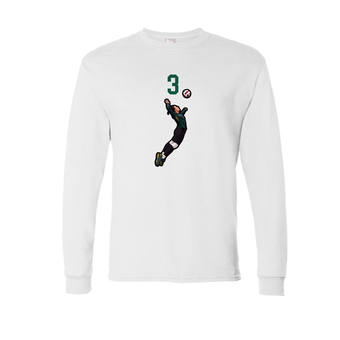 Long Sleeve Tee — Number Top in White