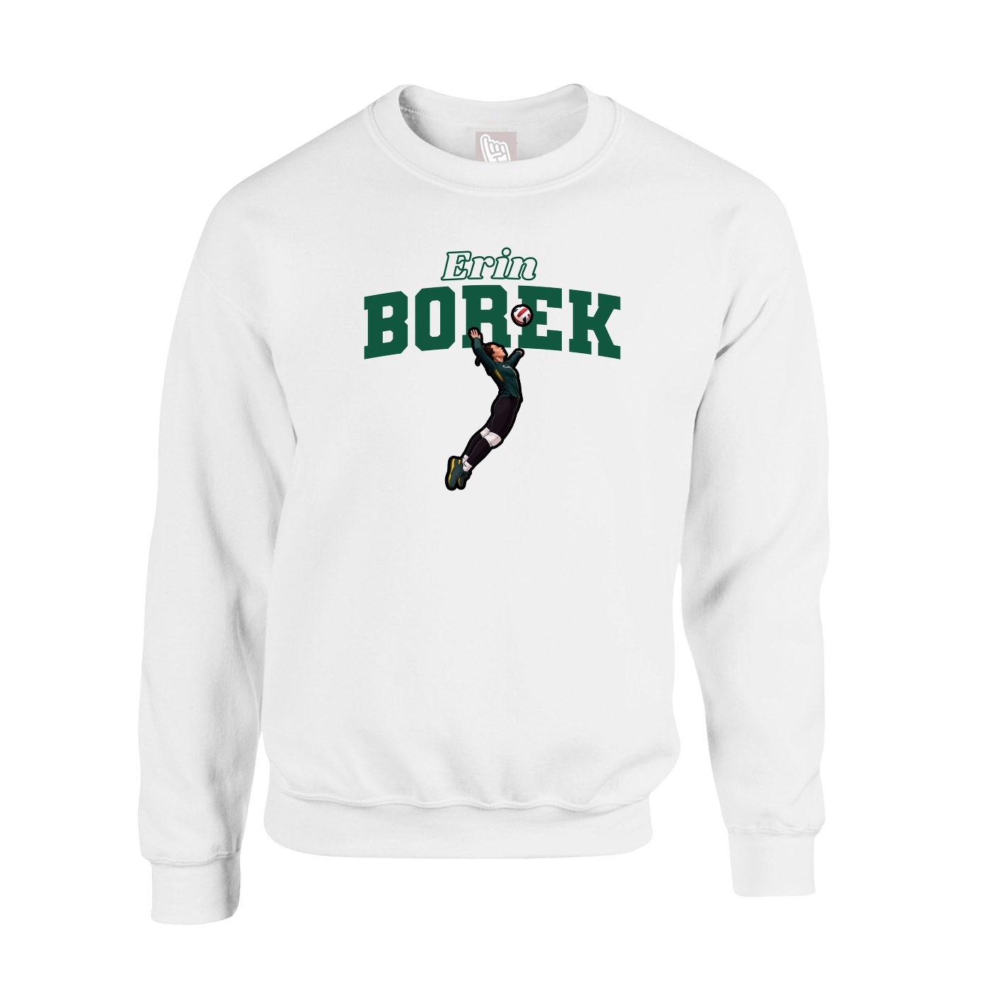 Fleece Crew — Name Arch in White