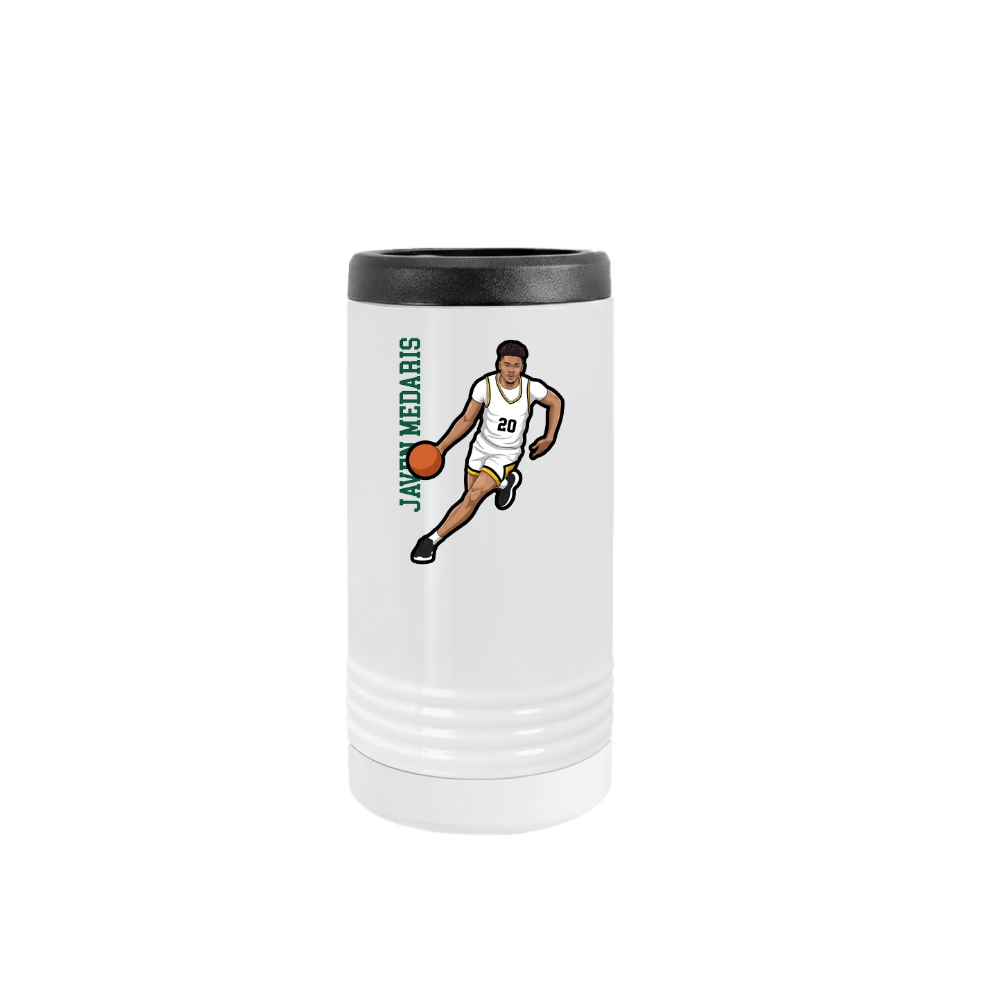 Slim Beverage Holder — Name Vertical in White