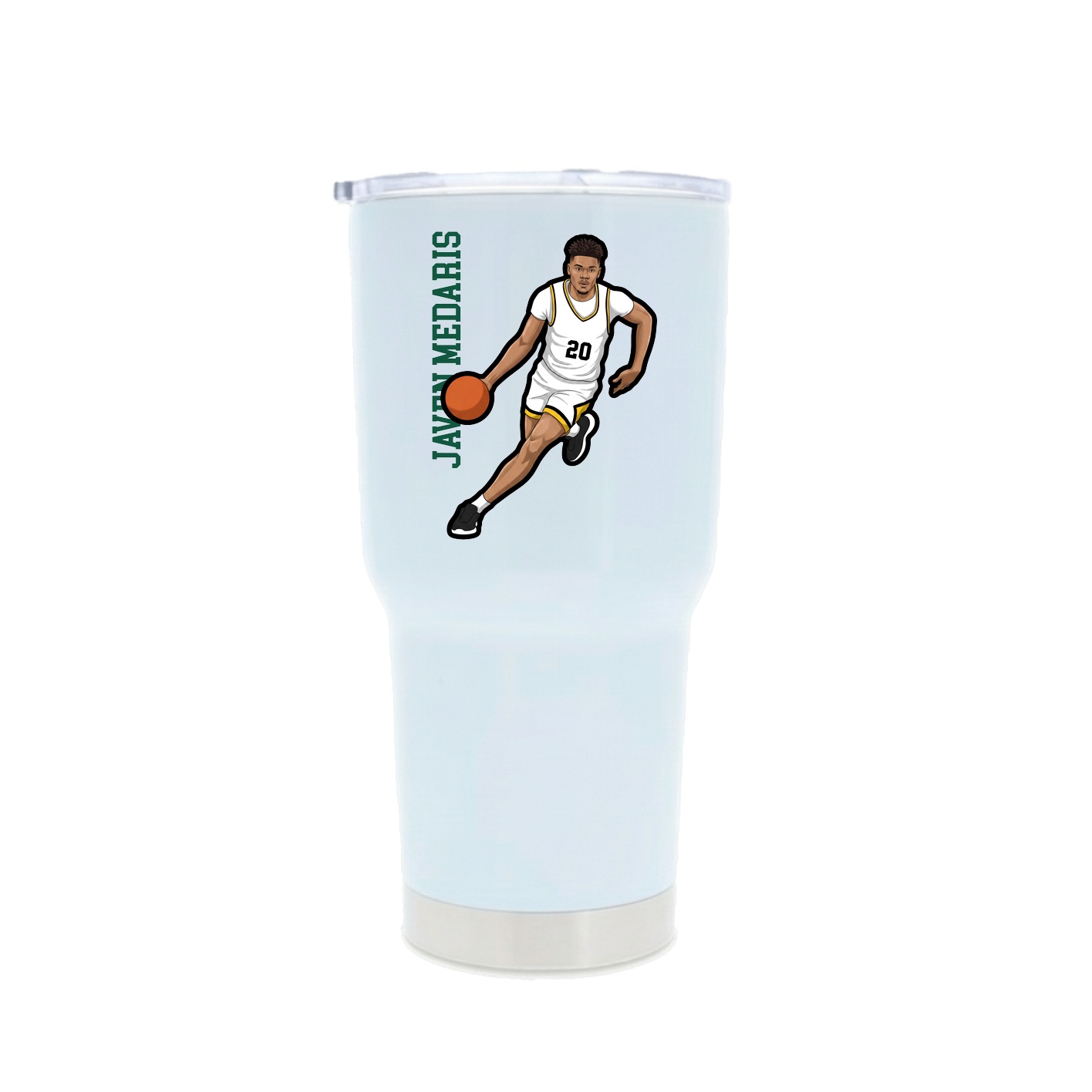 30oz Stainless Steel Tumbler — Name Vertical in White