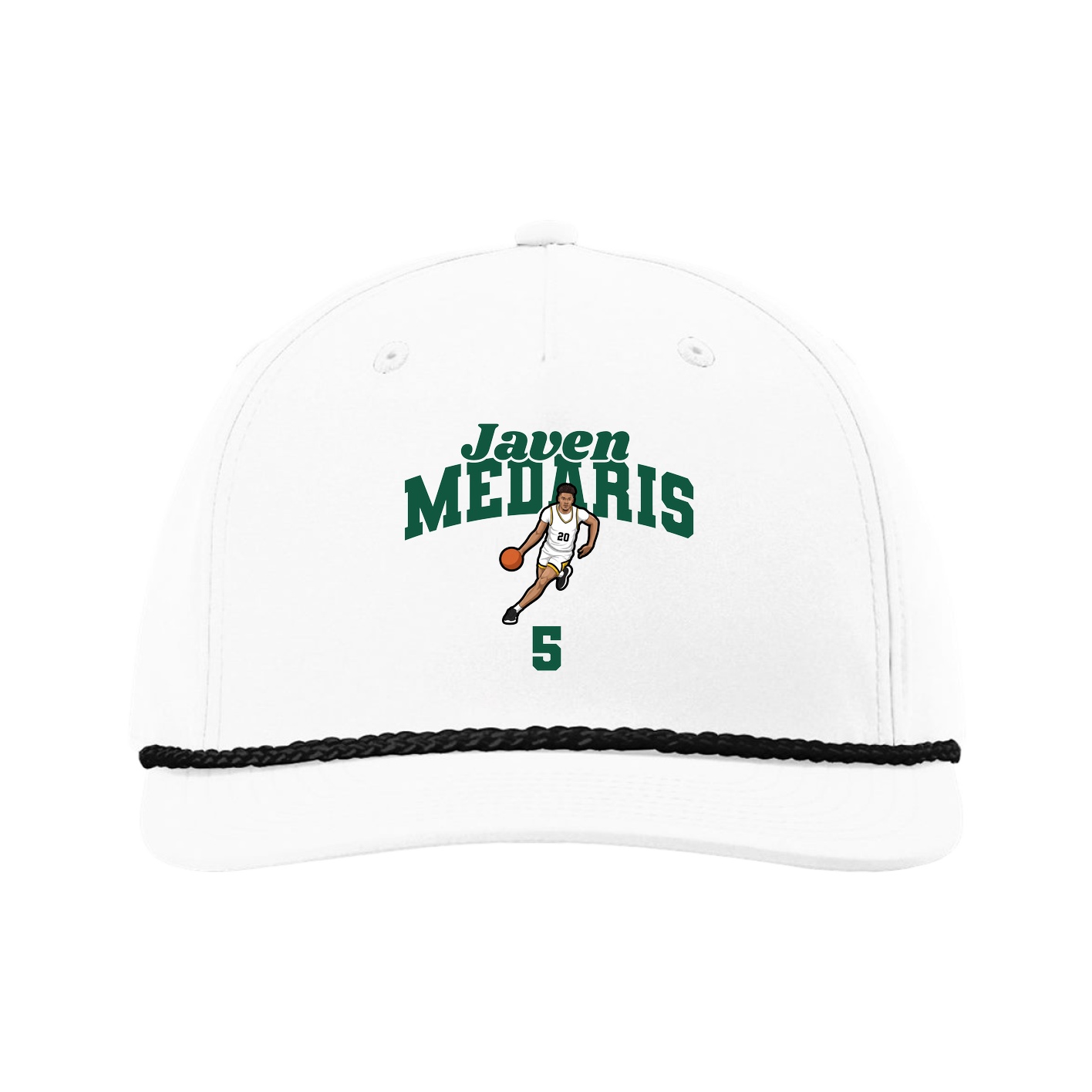 Five-Panel Classic Rope Cap — Signature Arch in White