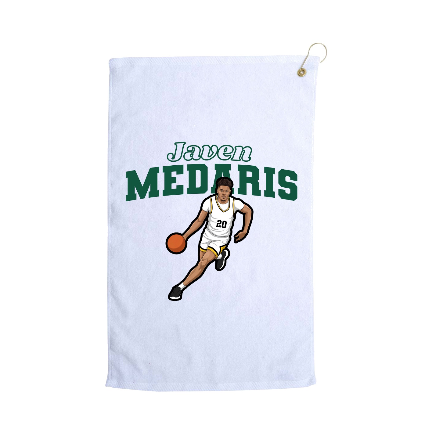 Golf Towel — Name Arch in White