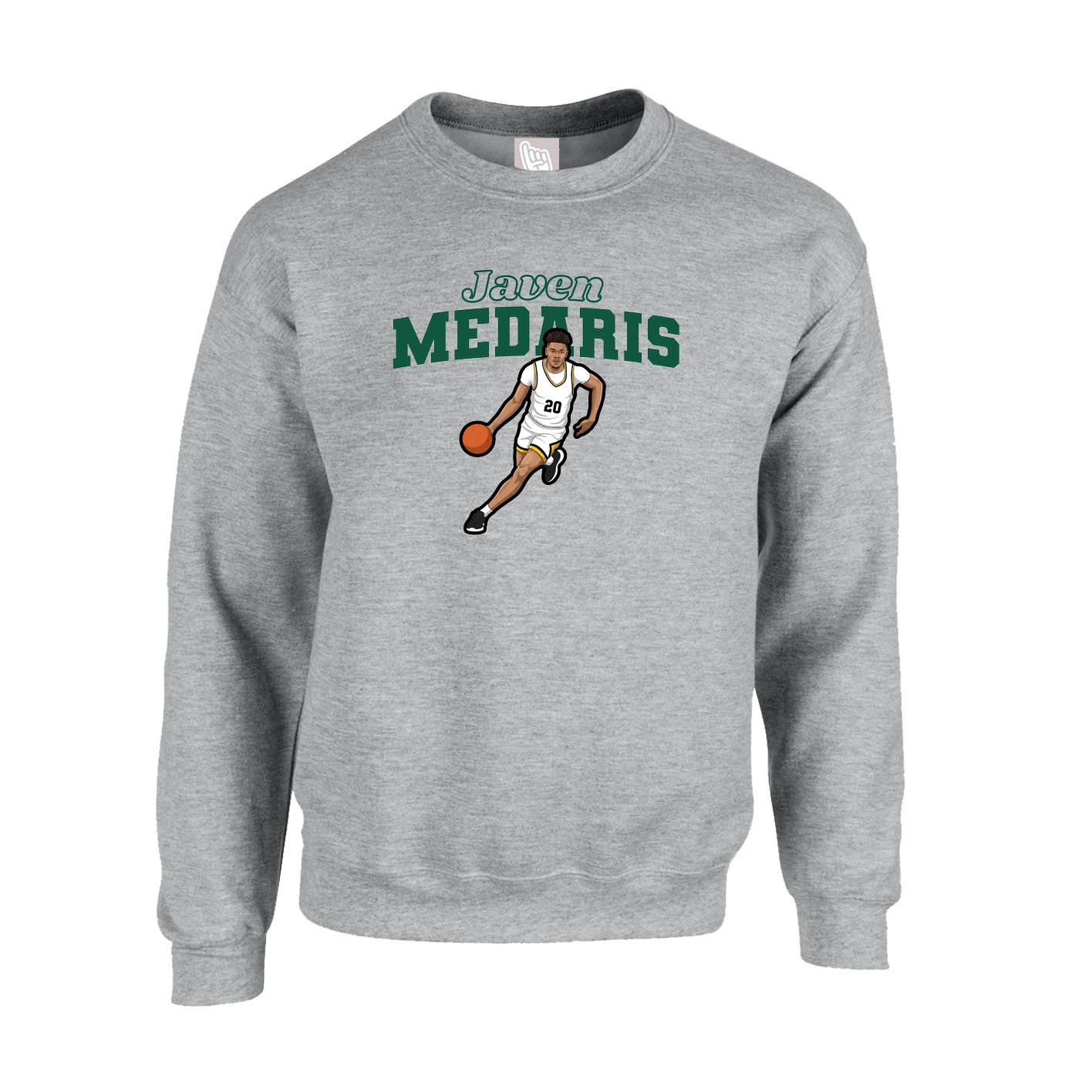 Fleece Crew — Name Arch in Grey
