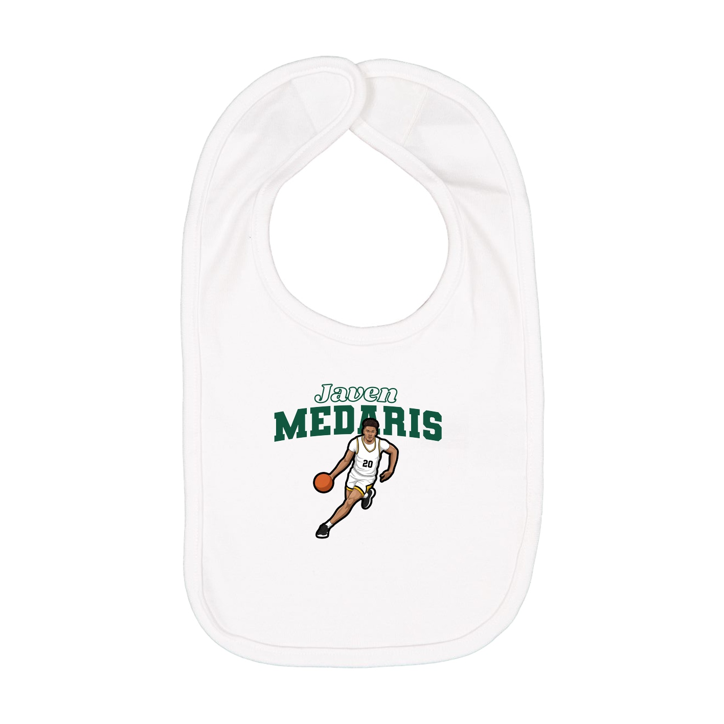 Infant Bib — Name Arch in White