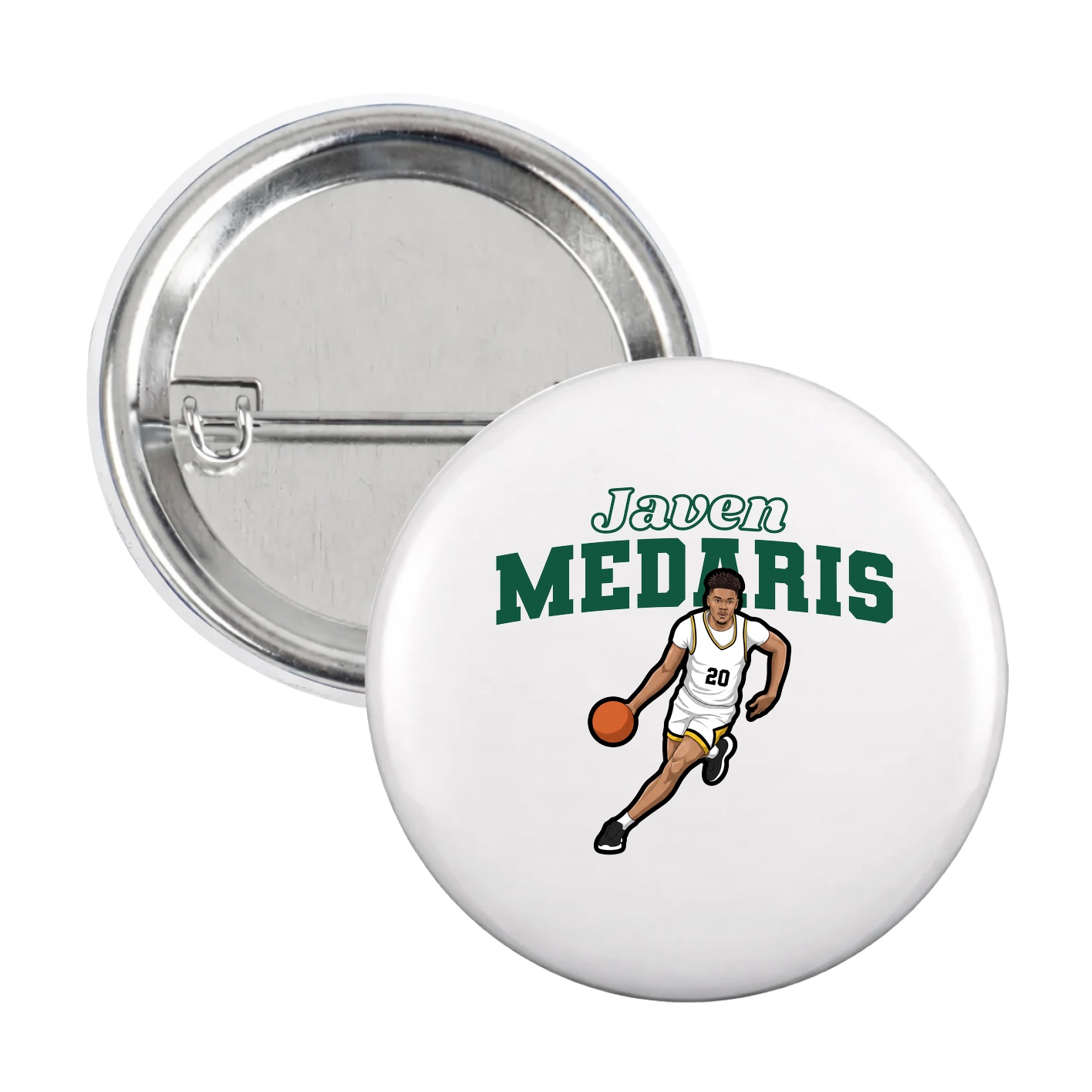 Game Day Button — Name Arch in White