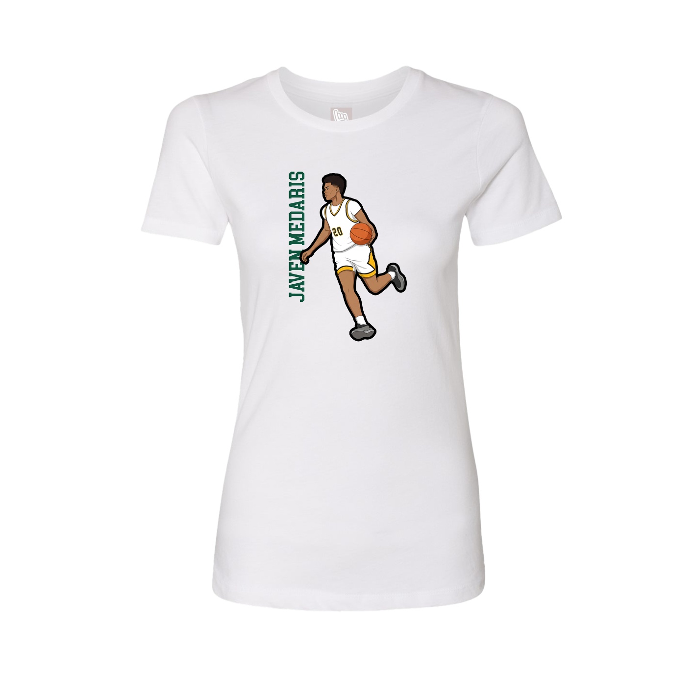 Womens Tee — Name Vertical in White