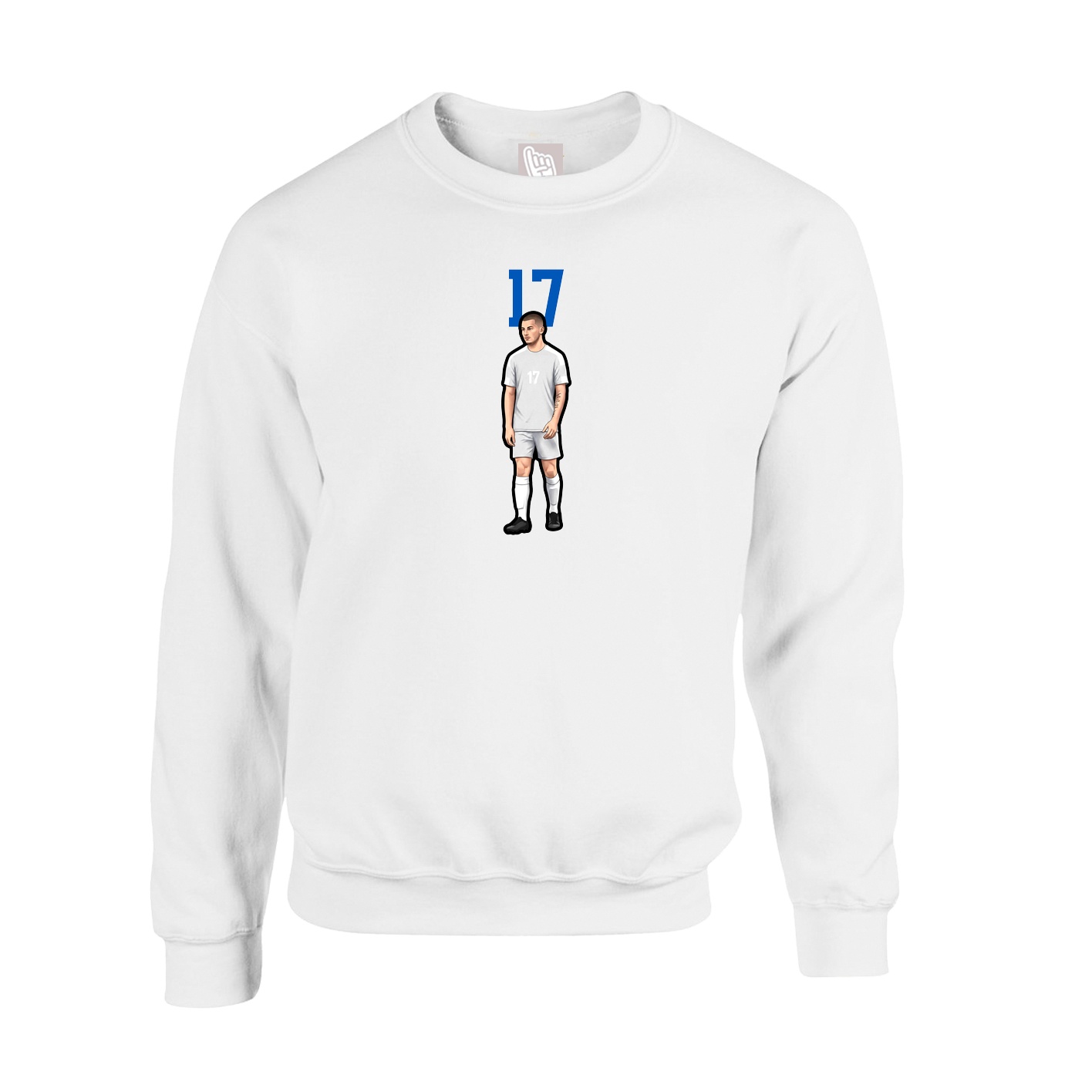 Fleece Crew — Number Top in White