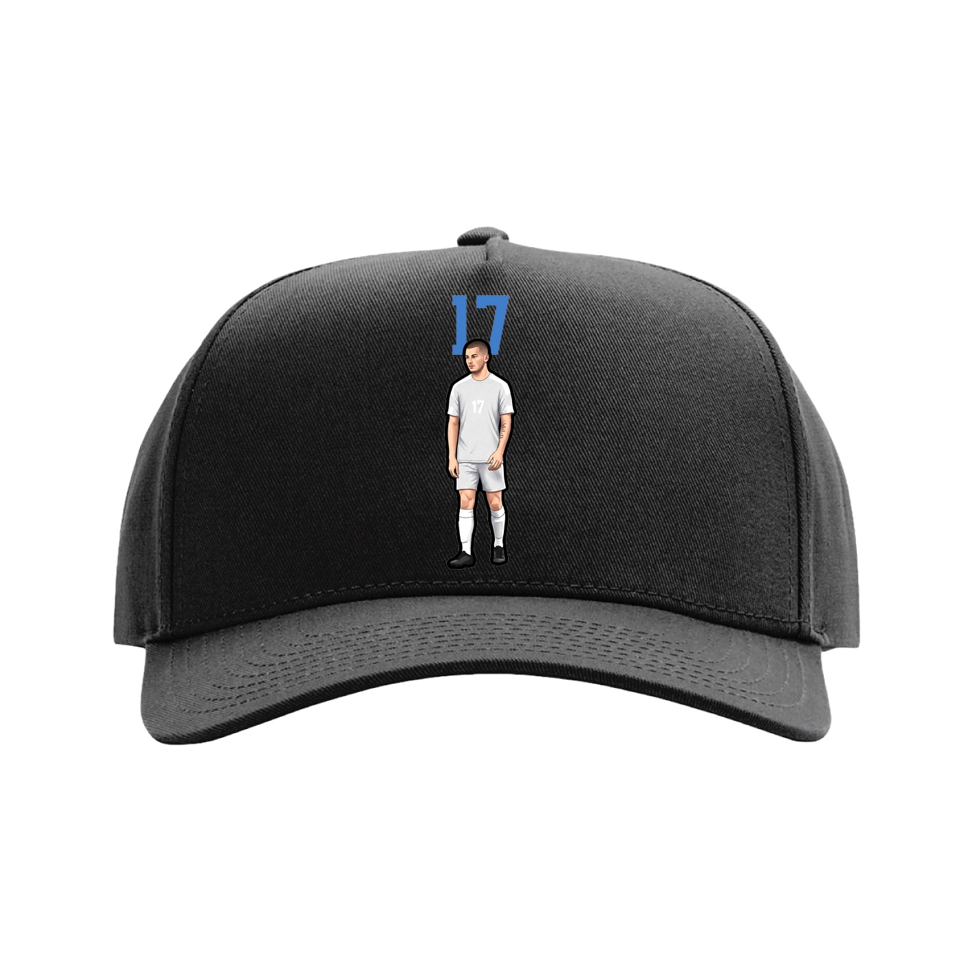Full Fabric Five-Panel Champ Cap — Number Top in Black