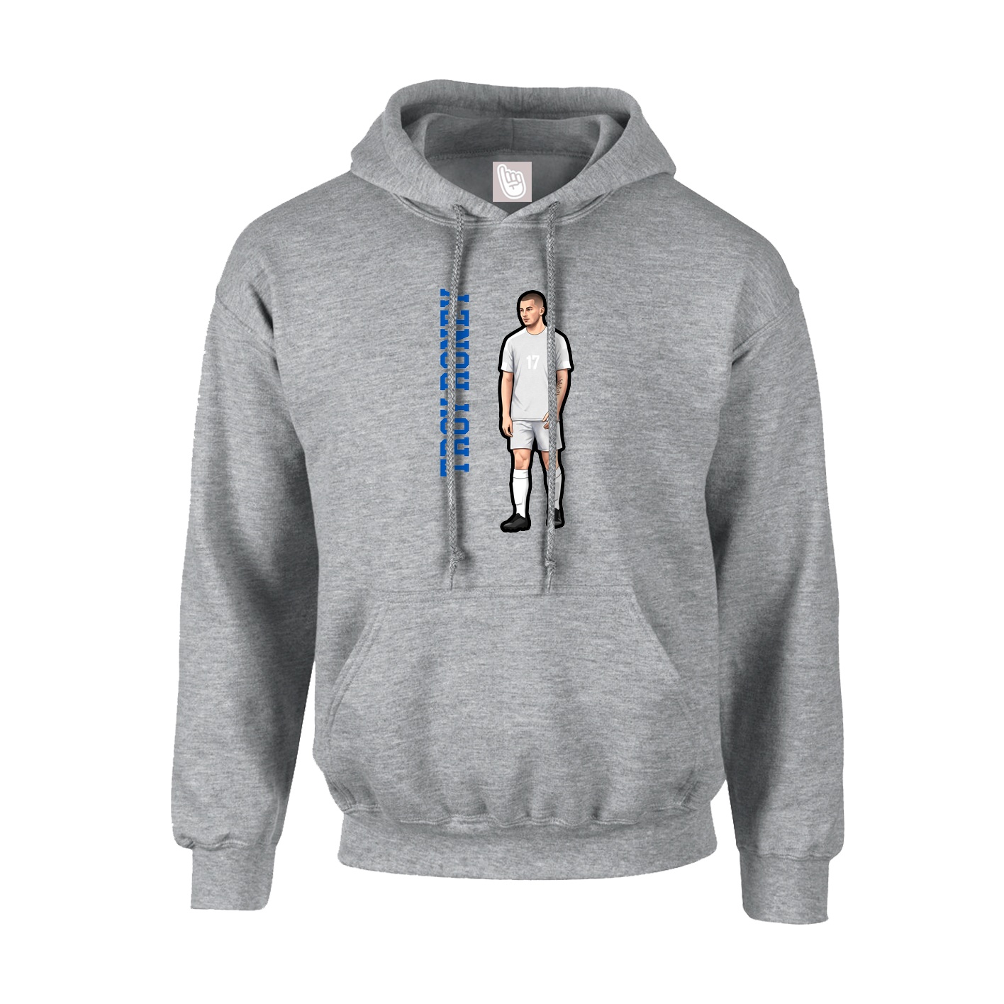 Youth Hoodie — Name Vertical in Grey