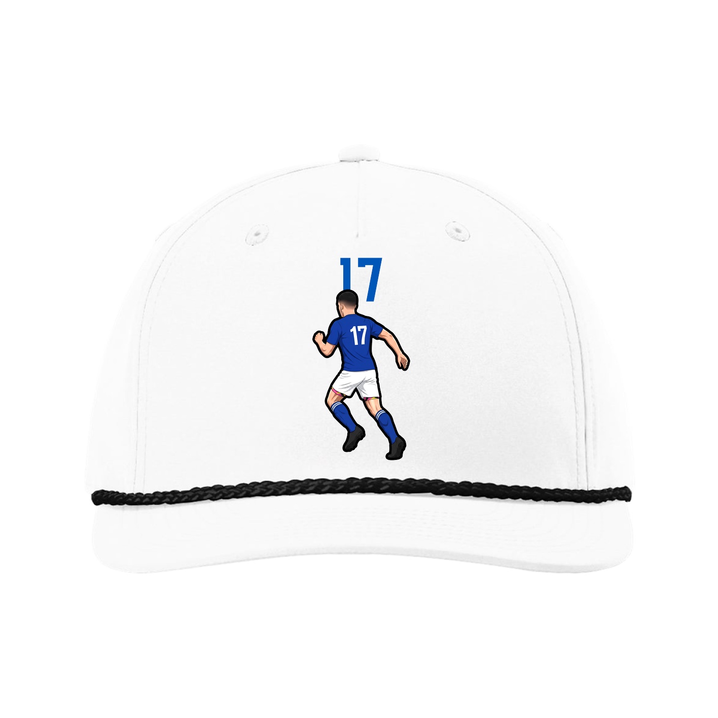 Five-Panel Classic Rope Cap — Number Top in White